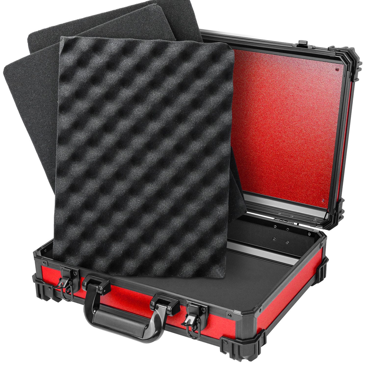 HMF Werkzeugkoffer Transportkoffer mit Noppen- & Rasterschaumstoff, Universalkoffer für, Kamera, Messgeräte & Tabletop-Miniaturen, 39 x 29 x 12 cm, Rot – Bild 5 von 5