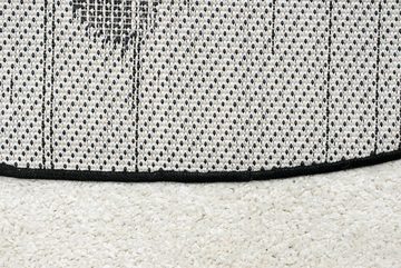 Kinderteppich Kinderzimmer 3D Optik Alpaka creme grau schwarz, TeppichHome24, Rund, Höhe: 20 mm