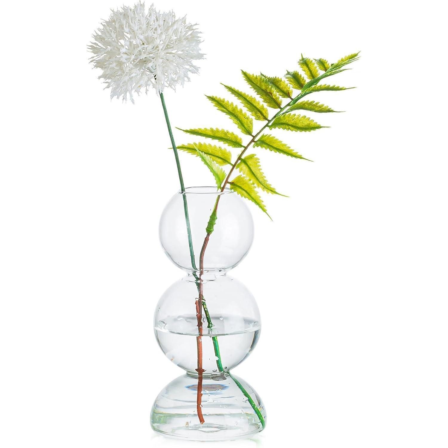 LuxusKollektion Glas Kleine Bubble Glasvase Modern Design Blumenvase für Tischdeko