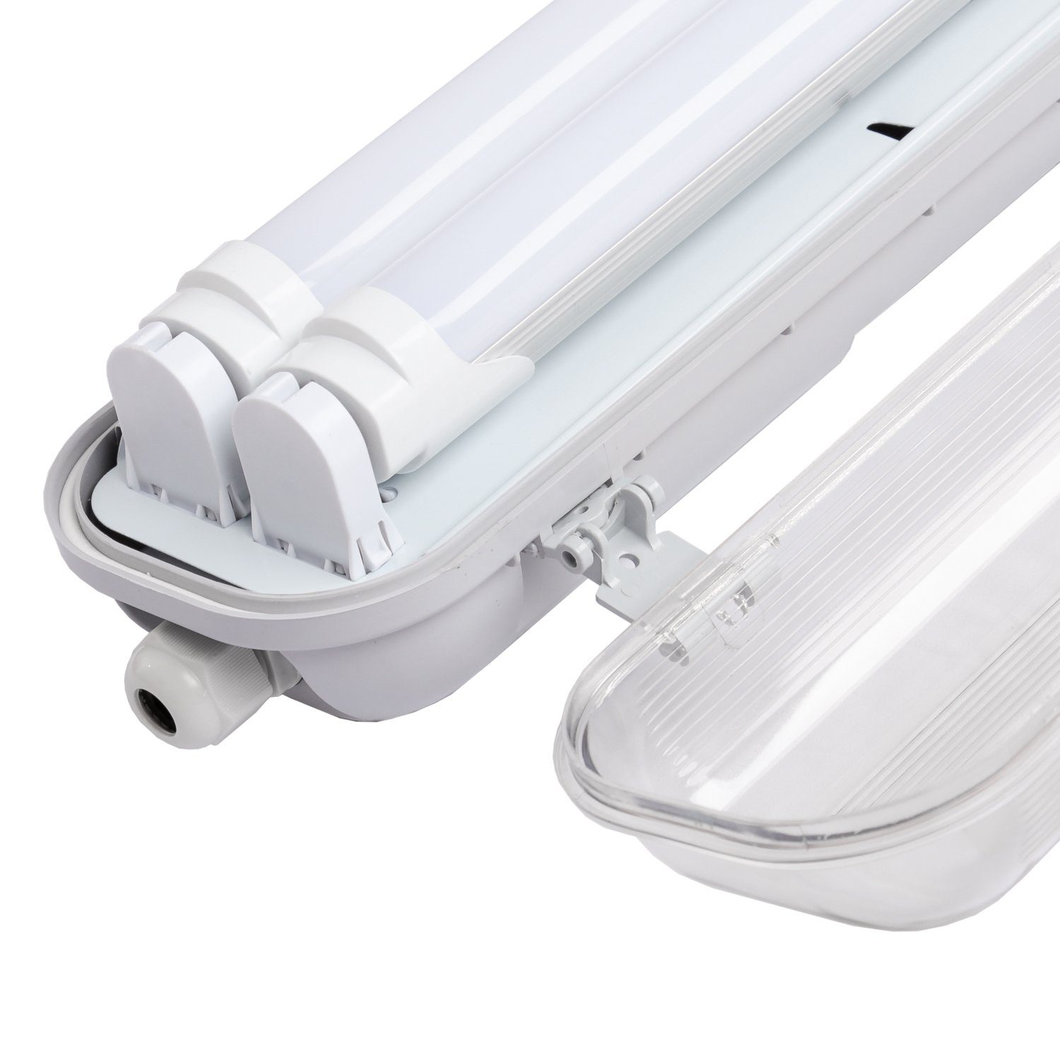 Clanmacy Außen-Deckenleuchte 1 und LED 3000-6300K, 9-24W 2er LED 60-150 2X18W Rohr, 800l-2100lm IP65, Neutralweiß Feuchtraumleuchte 120CM, Kaltweiß neutralweiß cm LED Werkstatt Keller, Röhre Deckenleuchte