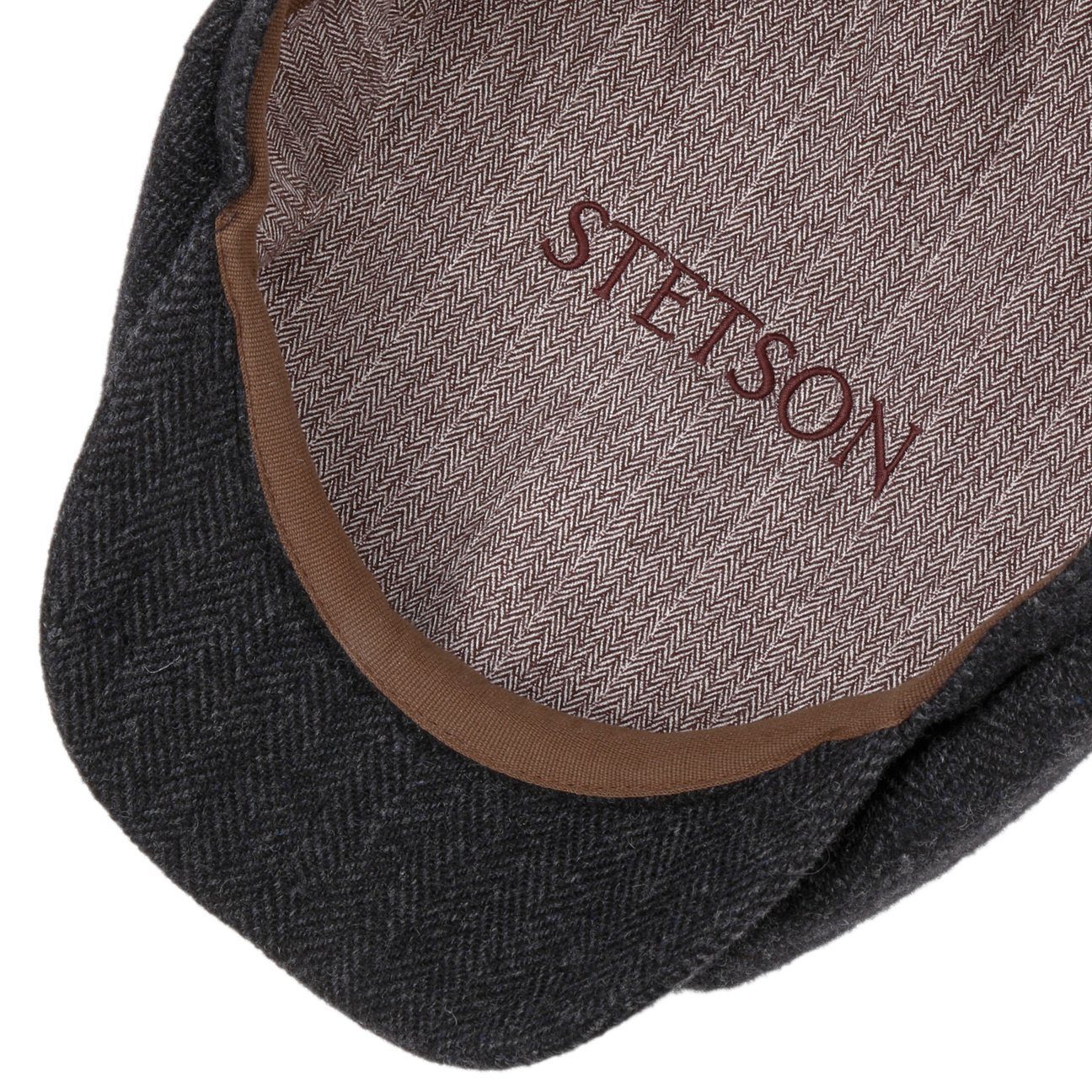schwarz-grau Stetson (1-St) Cap Flatcap Flat mit Schirm