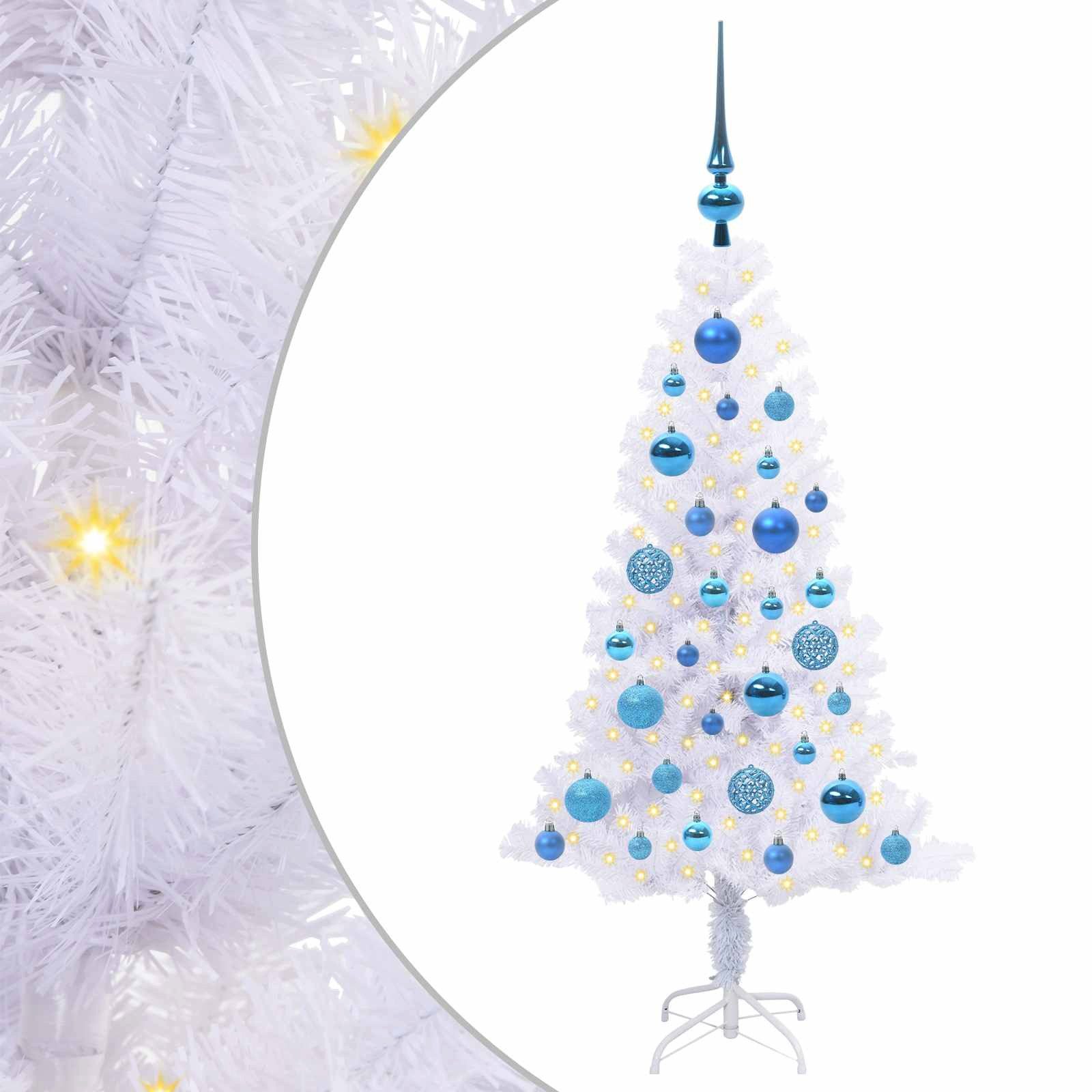 vidaXL Künstlicher Weihnachtsbaum Künstlicher Weihnachtsbaum Weiß 120 cm PVC und Stahl