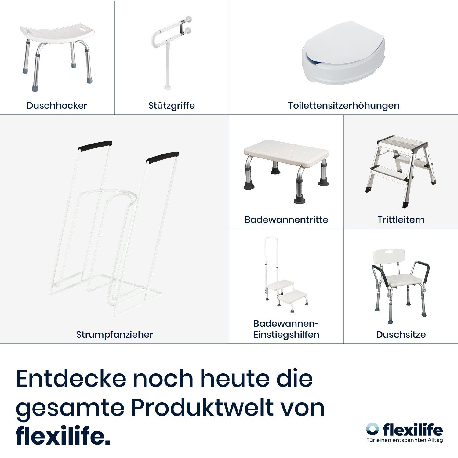 flexilife Haltegriff Wandgriff Edelstahl Badewannengriff Haltegriff Duschgriff Wand-Montage