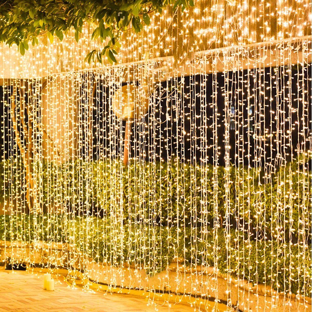 Warmweiß Hochzeit Party, LED-Lichterkette wasserdicht, Rosnek 10-100M, 8 Urlaub Weihnachten für Modi, Deko