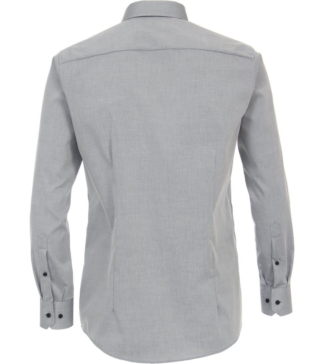 Einfarbig Fit - - Langarm Businesshemd VENTI - Grau Businesshemd Modern - Hellgrau