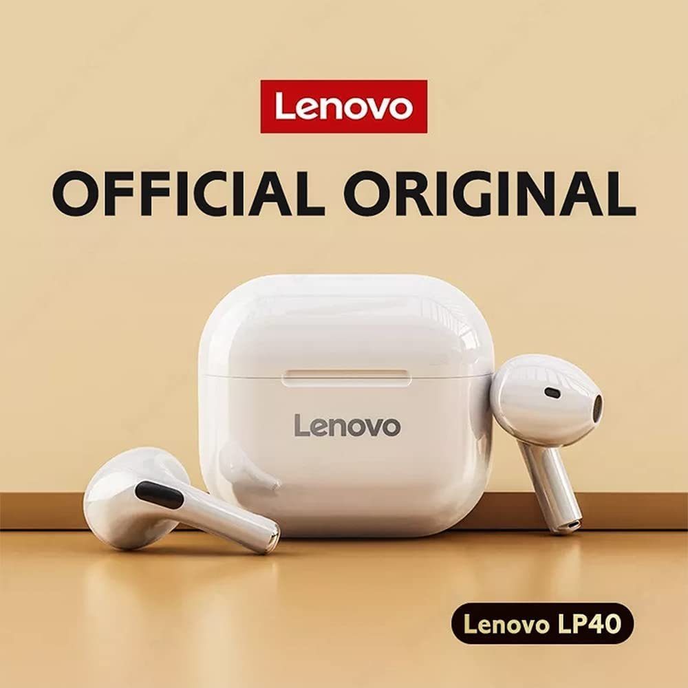 300 mit mAh LP40 Kopfhörer-Ladehülle 5.0, - Lenovo Stereo-Ohrhörer Siri, Weiss) kabellos, (True mit Bluetooth Bluetooth-Kopfhörer Touch-Steuerung Wireless, Weiß