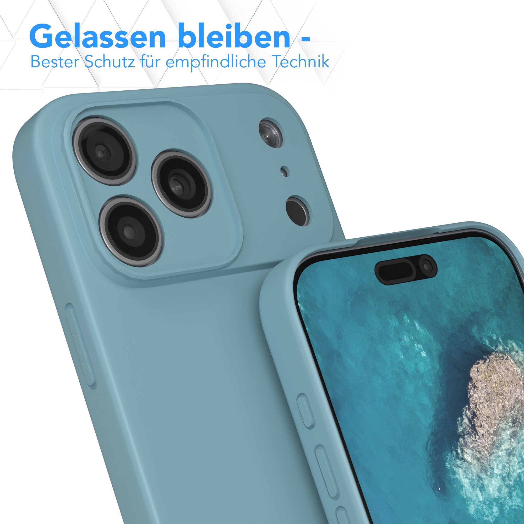 EAZY CASE Handyhülle für Apple iPhone 17 Pro Max Hülle Silikon 6,9 Zoll, TPU Silikon Bumper Case stoßfest Slimcover Schutzhülle Etui Blaugrün – Bild 4 von 5