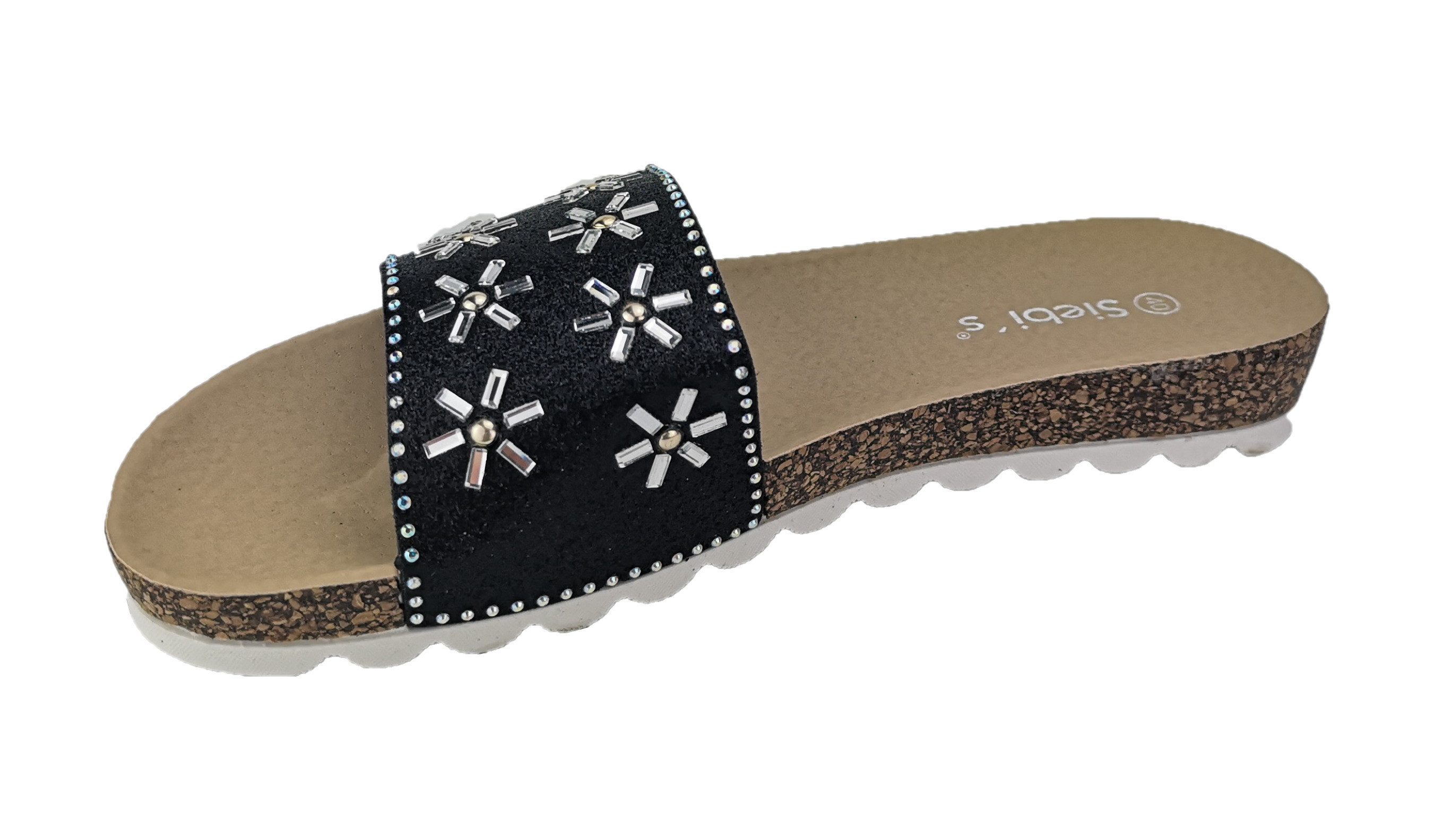 Siebi`s Siebi's Flower modische Badepantolette Damen mit Fußbett Strandschuhe Schlappen