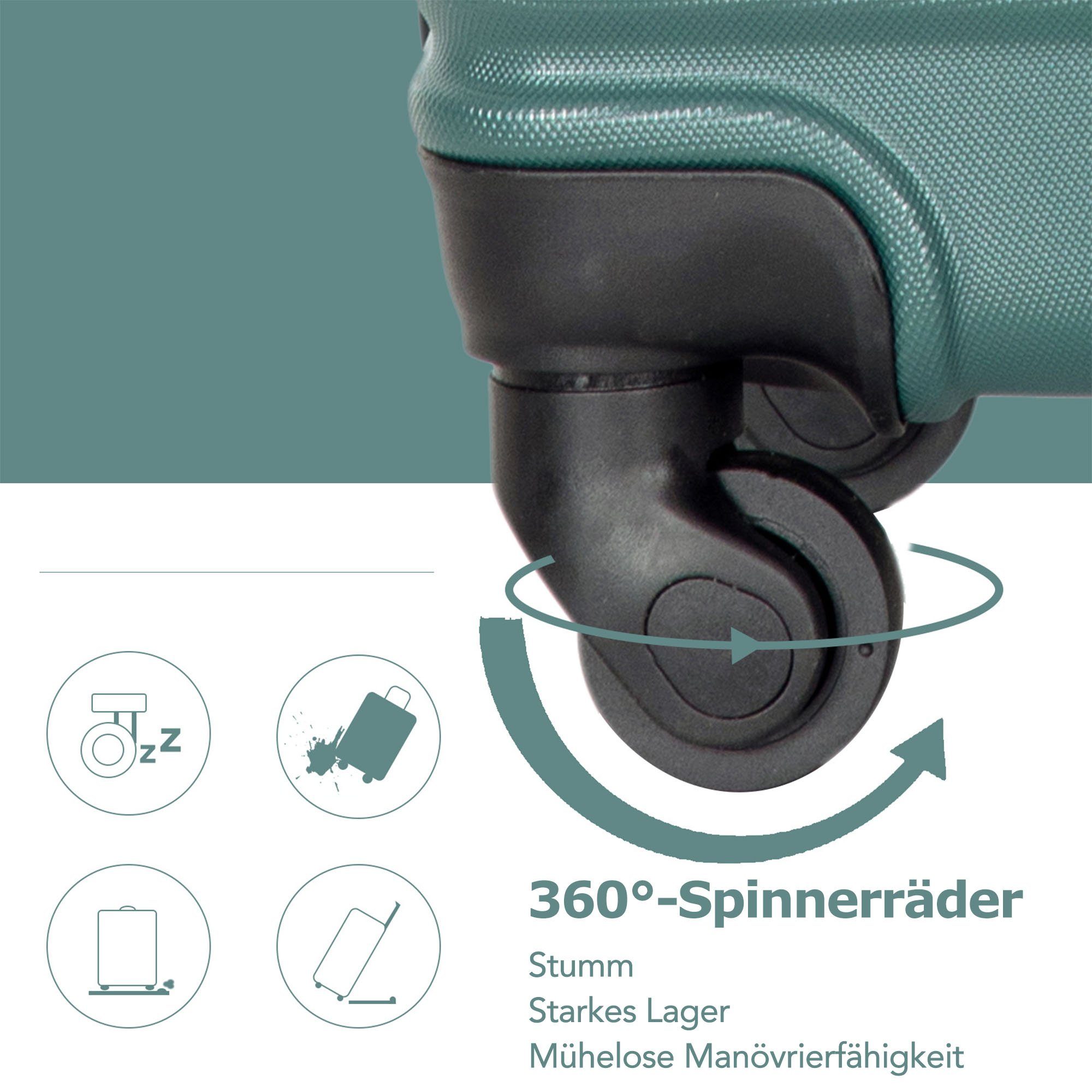 Flieks Hartschalen-Trolley, 4 Rollen, Koffer Handgepäcktrolley Reisekoffer, ABS-Material, TSA-Schloss