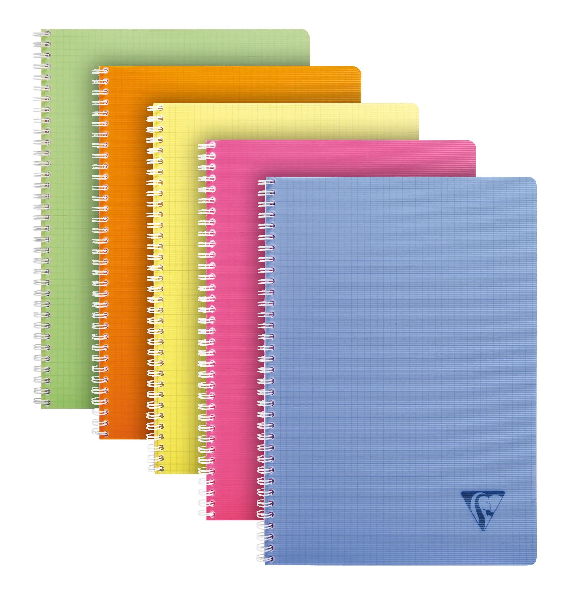 CLAIREFONTAINE Notizbuch 10x Doppelspiralbuch A4, 50 Blatt kariert Farben sortiert 328125C, Linicolor, Age Bag und Europa