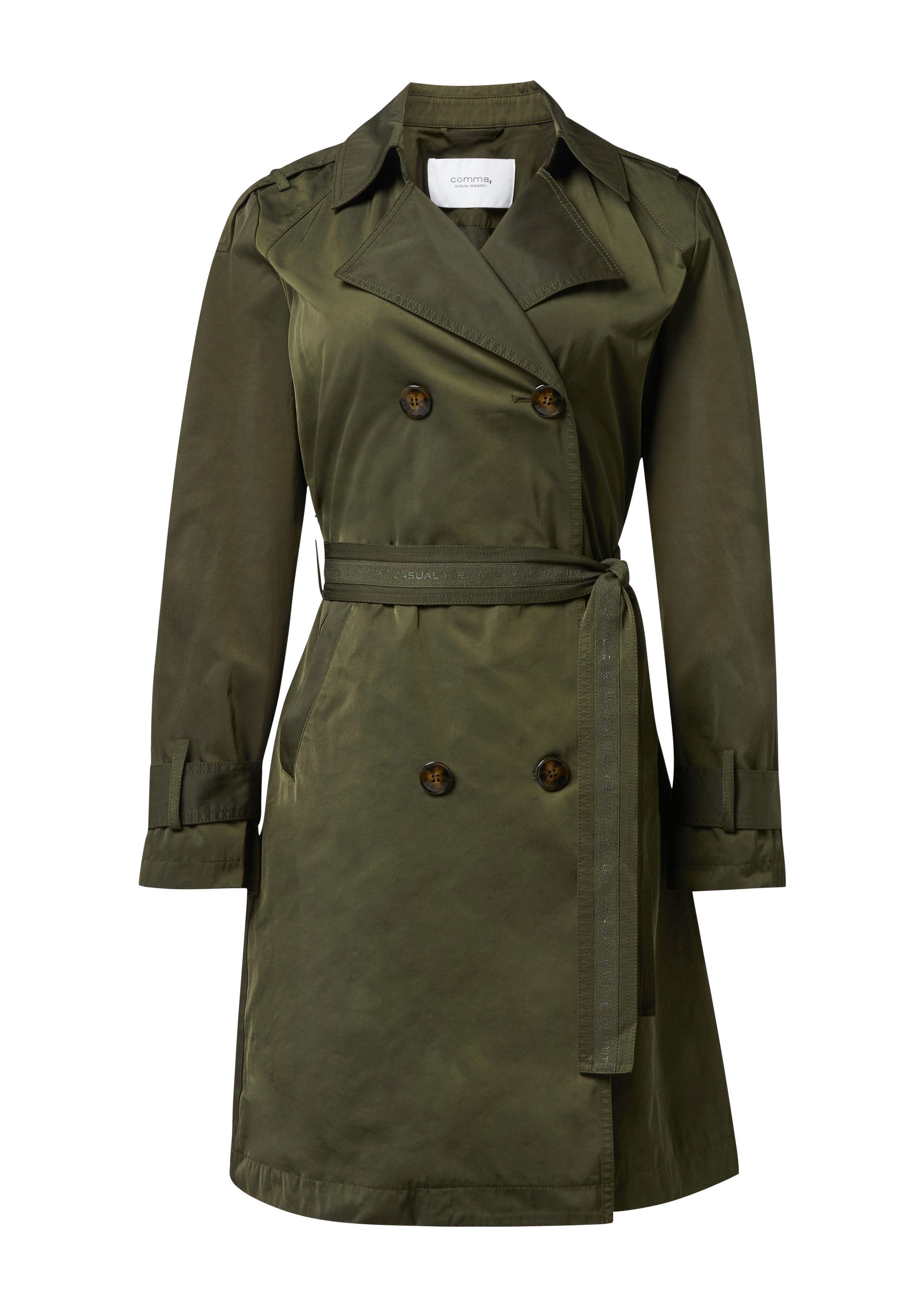 comma Trenchcoat Outdoor-Mantel Doppelreihiger Trenchcoat aus Baumwollmix