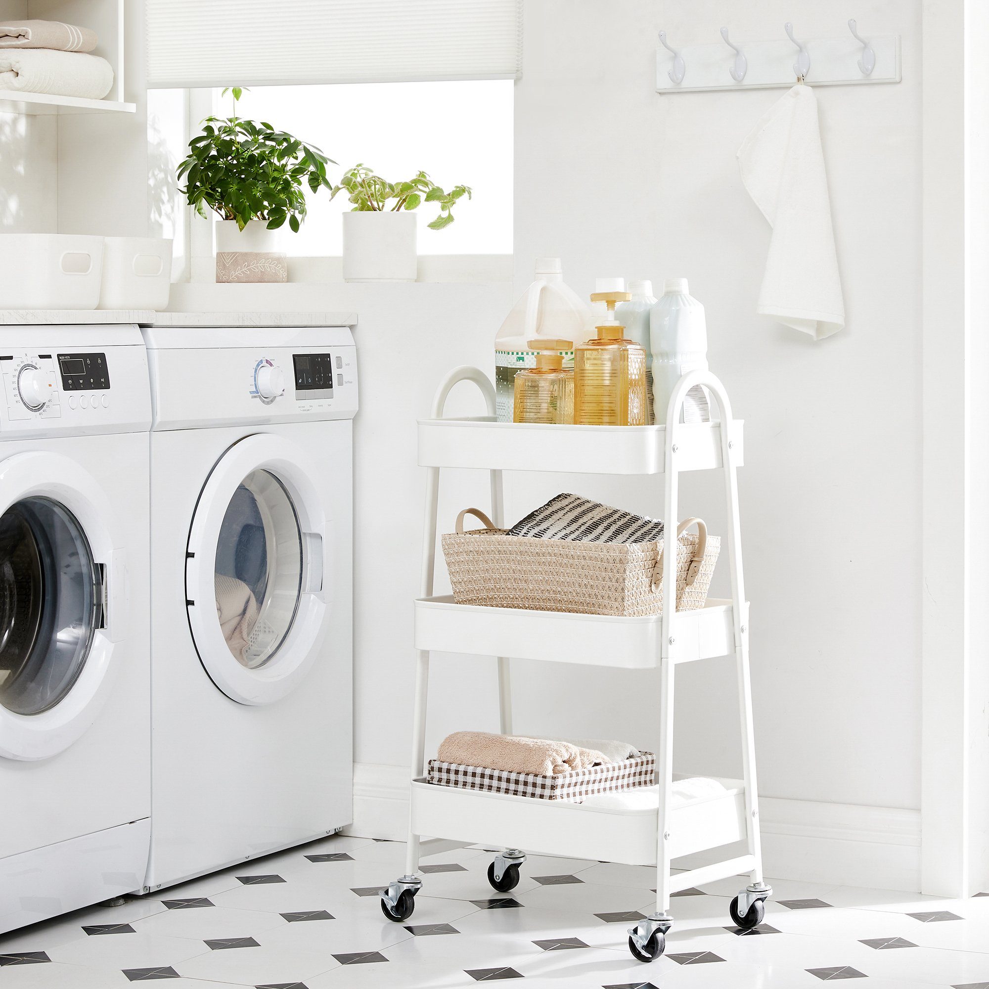 SONGMICS Servierwagen, Rollwagen mit 3 Ebenen, Servierwagen aus Metall, Küc günstig online kaufen