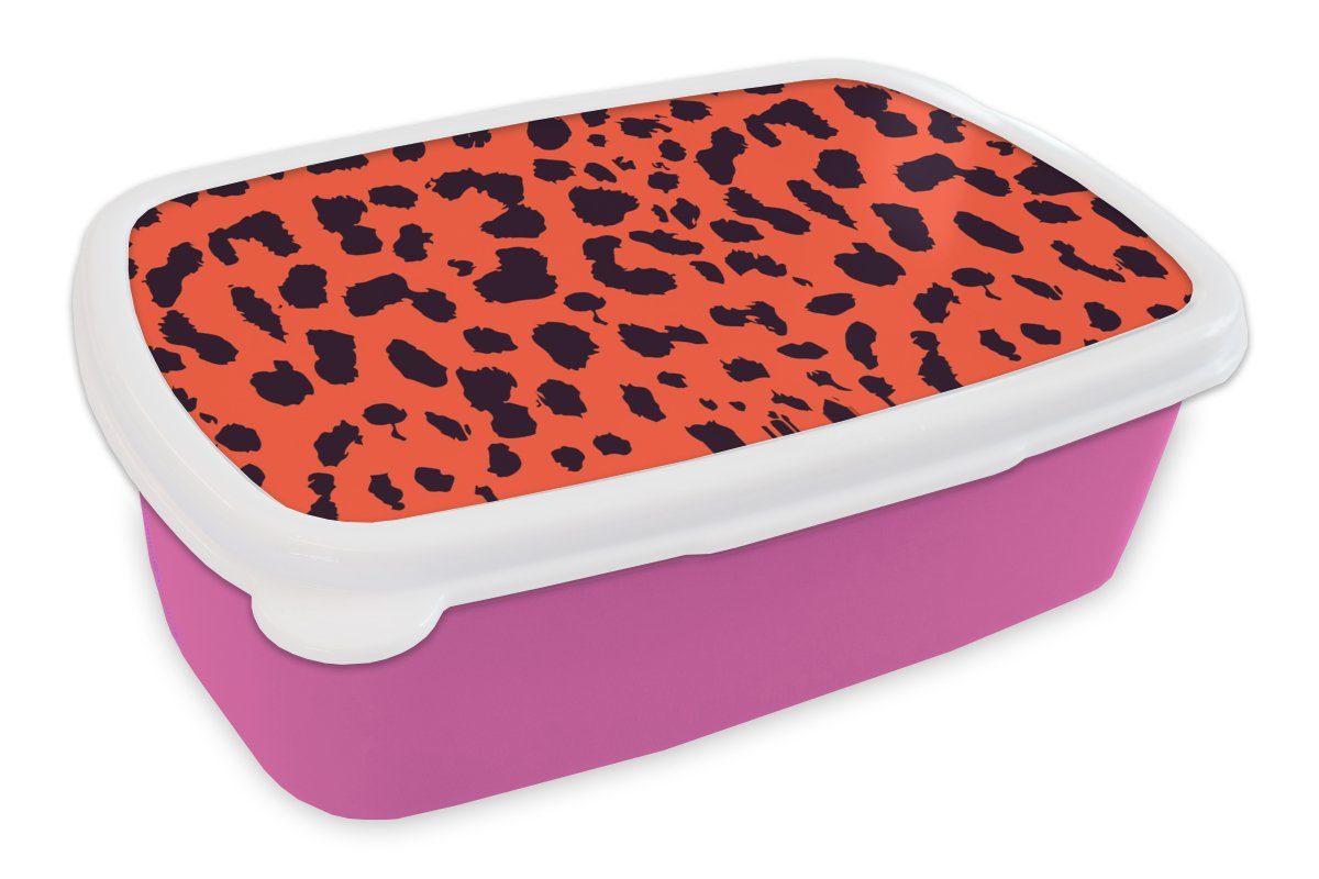 Tierprint Mädchen, für Panther Lunchbox Kinder, Brotbox Kunststoff, Schwarz, Brotdose Kunststoff Snackbox, - MuchoWow - rosa Rot Erwachsene, - (2-tlg),