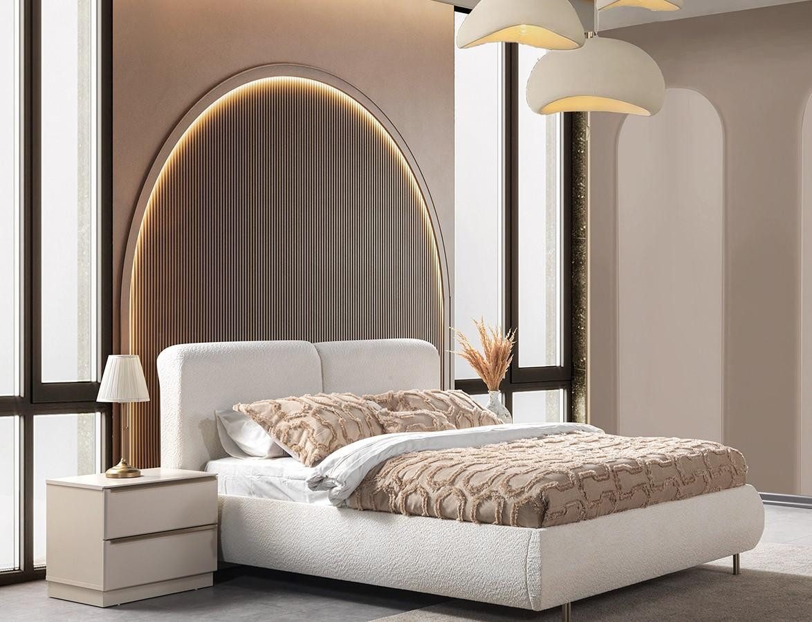 JVmoebel Schlafzimmer-Set Bett 2x Nachttisch Schlafzimmer Stil modern Farbe weiß neu komfortabel, (2-tlg), Made in Europa