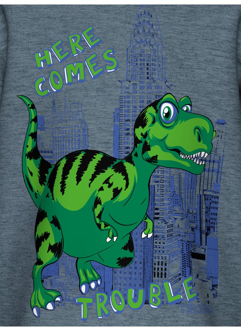 Trigema Sweatshirt TRIGEMA Langarmshirt mit Trouble Dino-Printmotiv