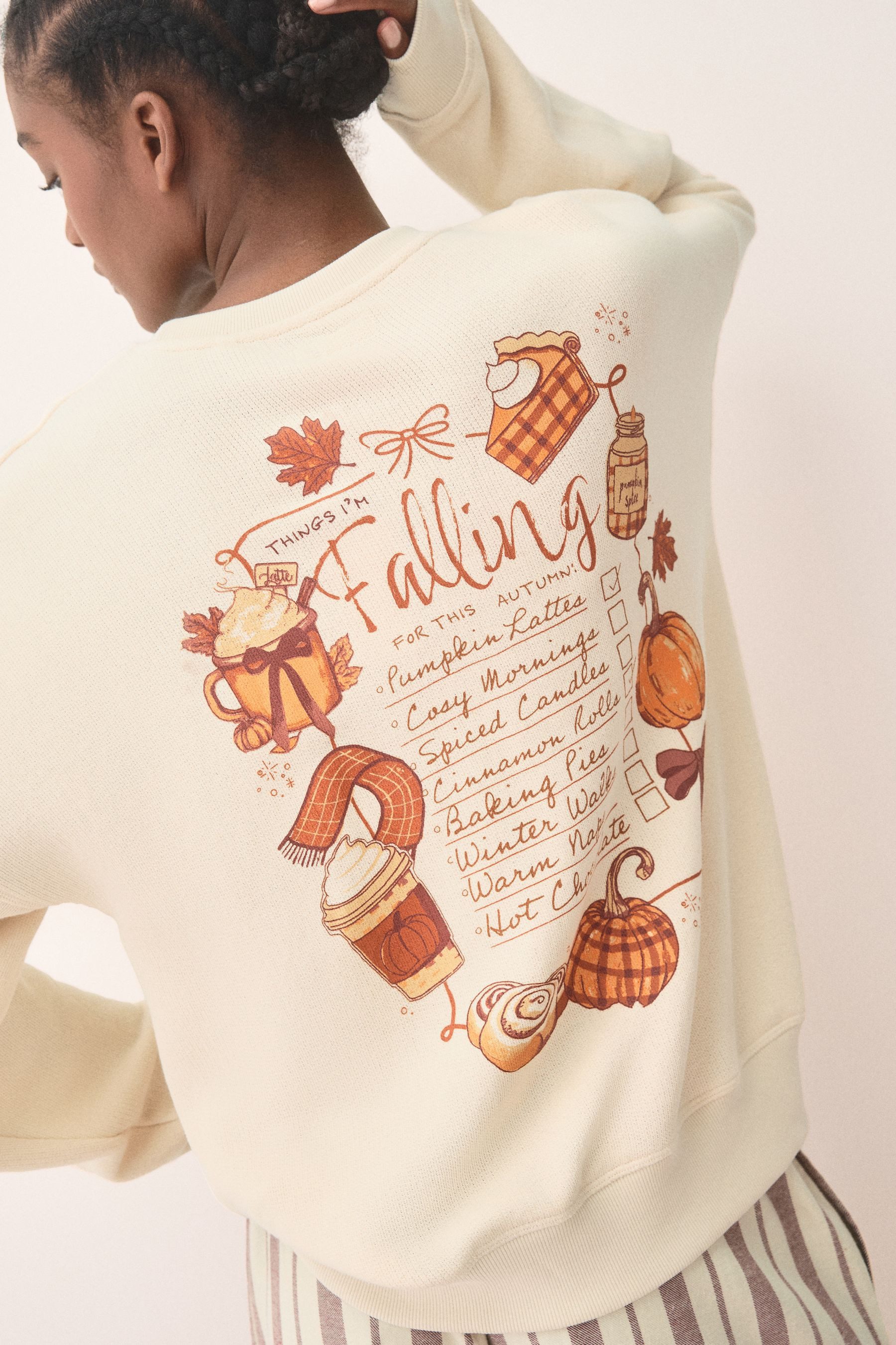 Next Pyjama Schlafanzug aus Flanell mit Sweatshirt, Kurzgröße (2 tlg) – Bild 5 von 5