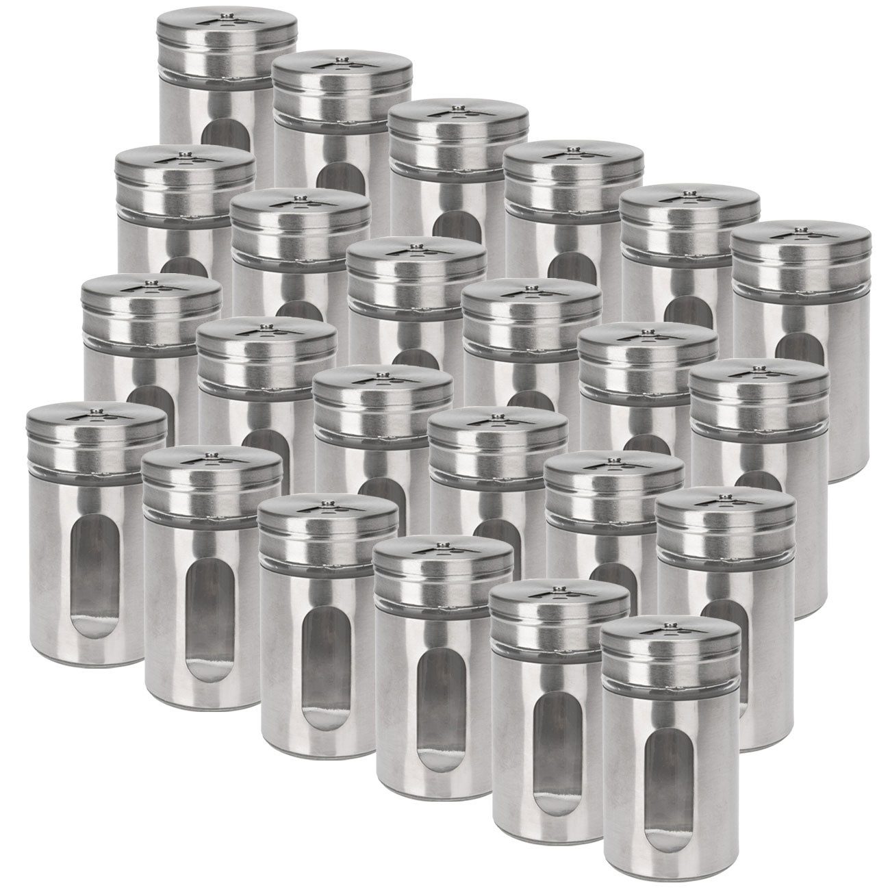 Excellent Houseware Gewürzstreuer Edelstahl Gewürzstreuer 94ml Sichtfenster 3 Streulochgrößen Streuer, (24-tlg), rostfrei, spülmaschinengeeignet, lebensmittelecht, geschmacksneutral