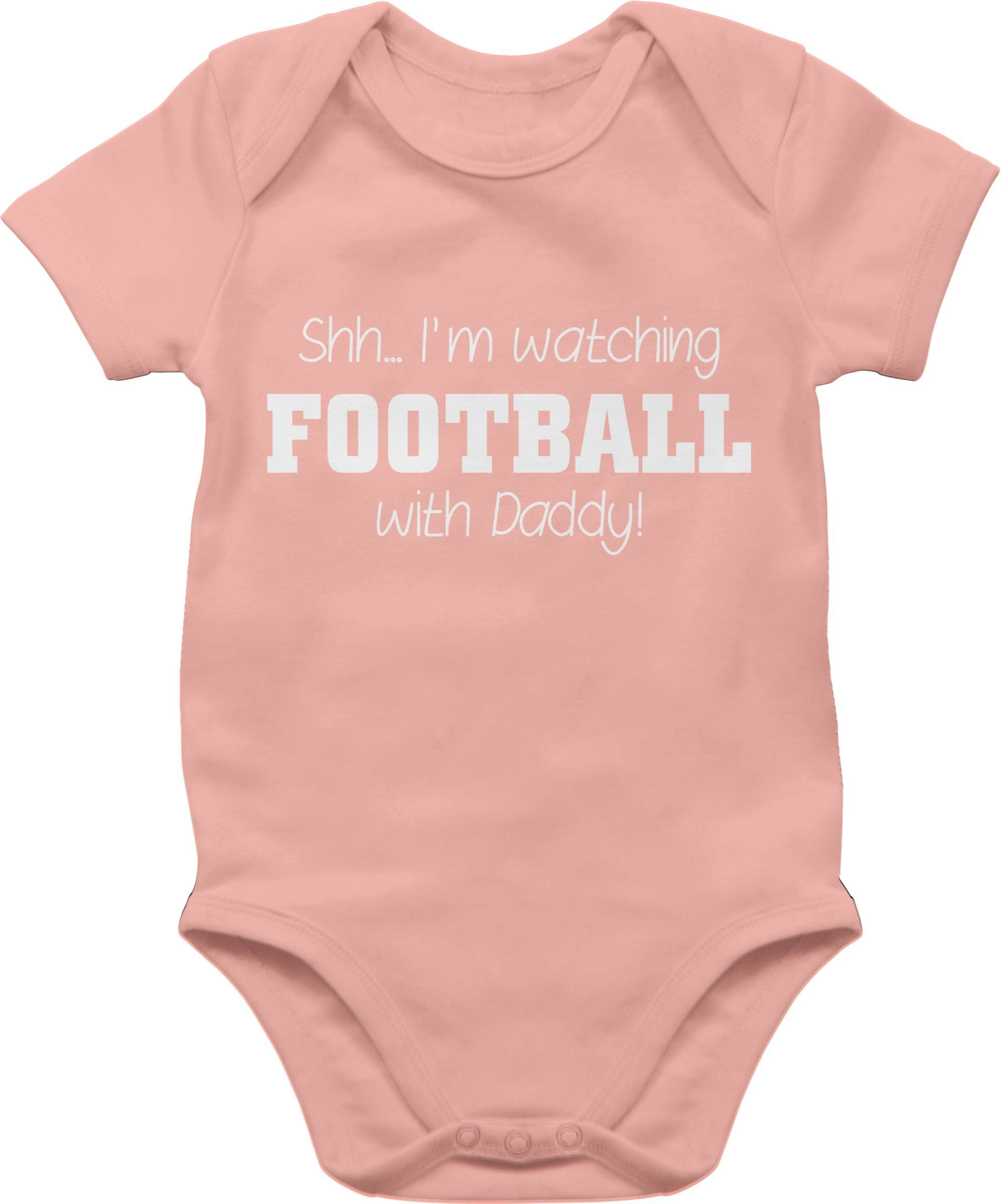 Shirtracer Shirtbody Shh...I'm watching football with Daddy! - weiß Sport & Bewegung Baby 1 Babyrosa