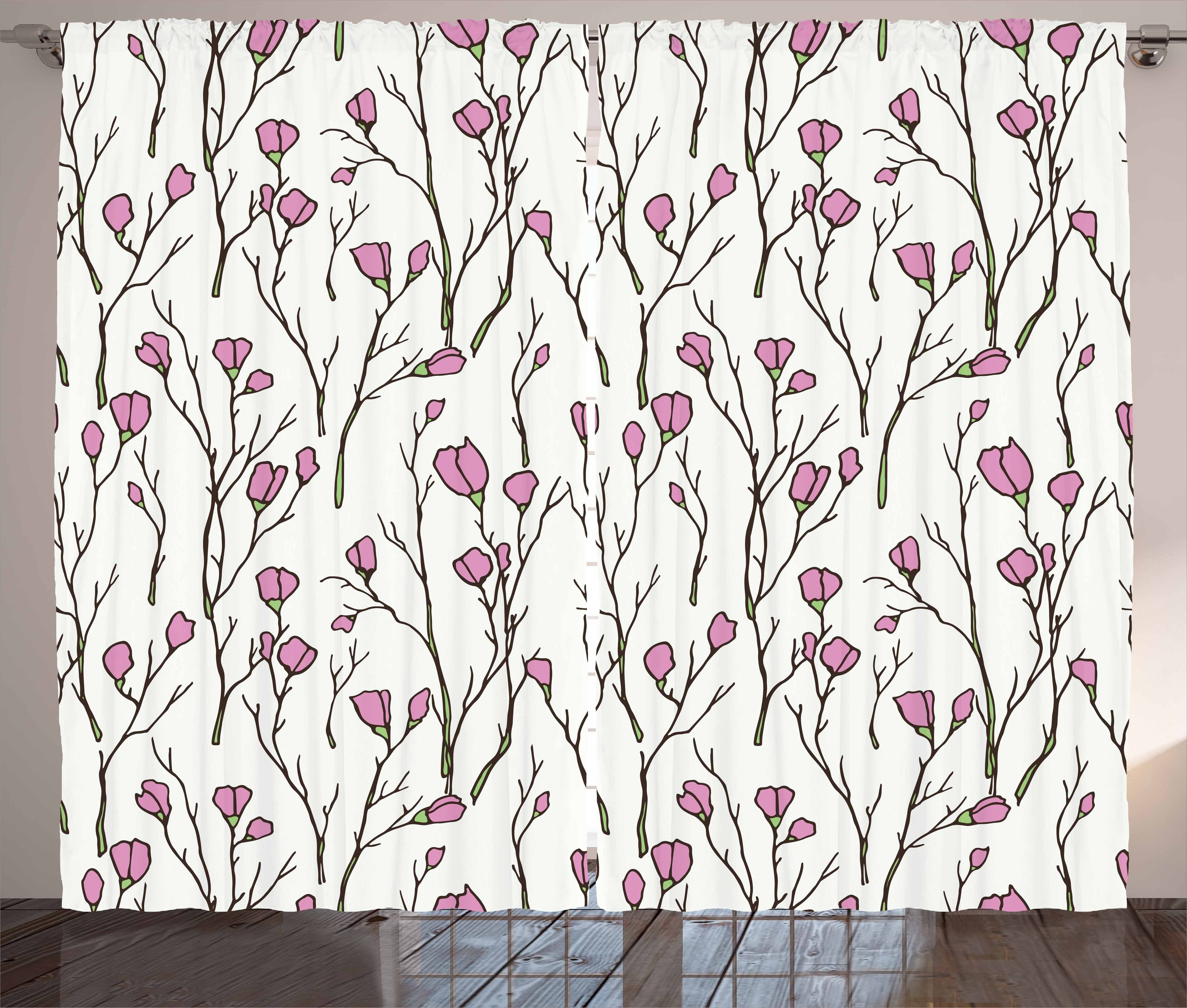Gardine und Vorhang Blumen Blossom mit Abakuhaus, Haken, Kräuselband Schlafzimmer Vintage-Farben Schlaufen in
