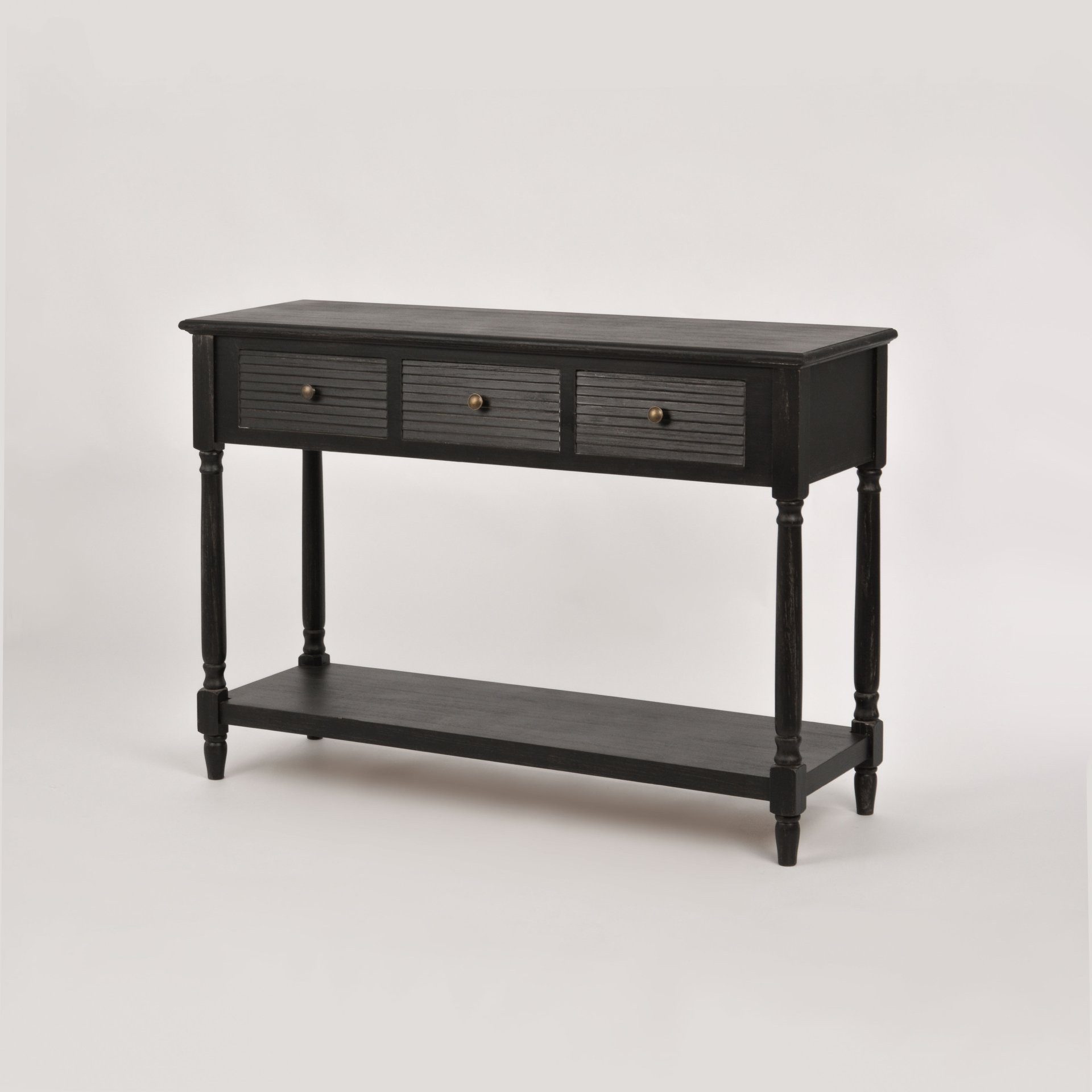 Livin Hill Konsolentisch Livorno, schwarzes Finish mit Shabby-Abnutzungsspuren und Holzstruktur