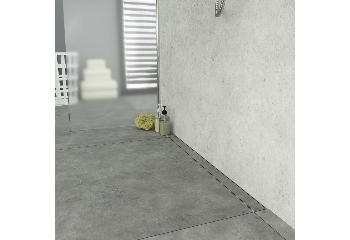 Thumbnail - Aquabad® Duschrinne Slim Wall Pro Edelstahl, Haarsieb, Viega-Siphon, befliesbar, Komplett-Set, Design: Gebürsteter Edels...