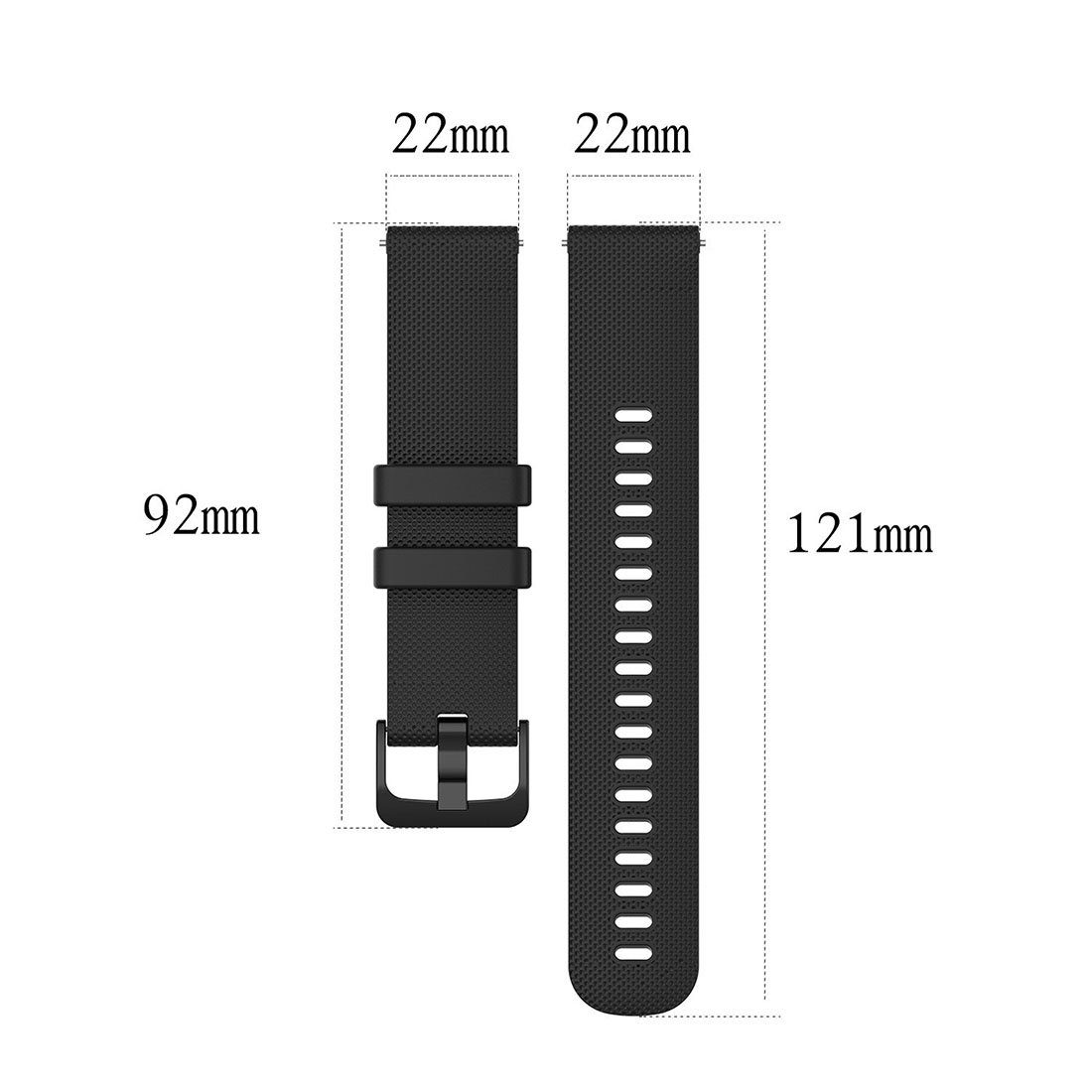 CTGtree Uhrenarmband Silikon Uhrenarmband Ersatzarmband Armband Silikon Schwarz Uhrenarmbänder
