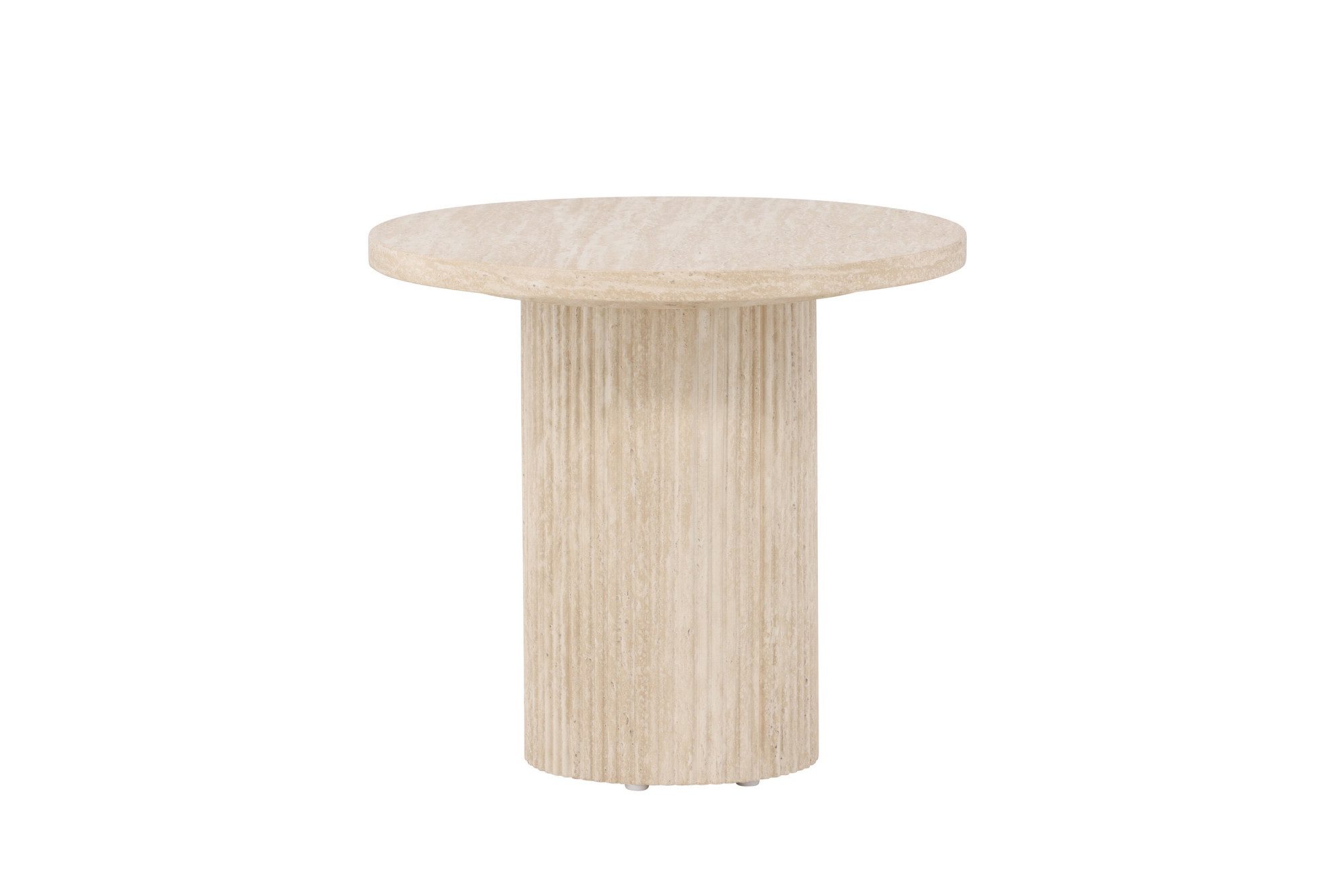 Venture Home Couchtisch Härön, runder Couchtisch in eleganter Travertinoptik, Ø 50 cm, Sofatisch, MDF, 3D-Papier, rund, weich geformt, einheitlich