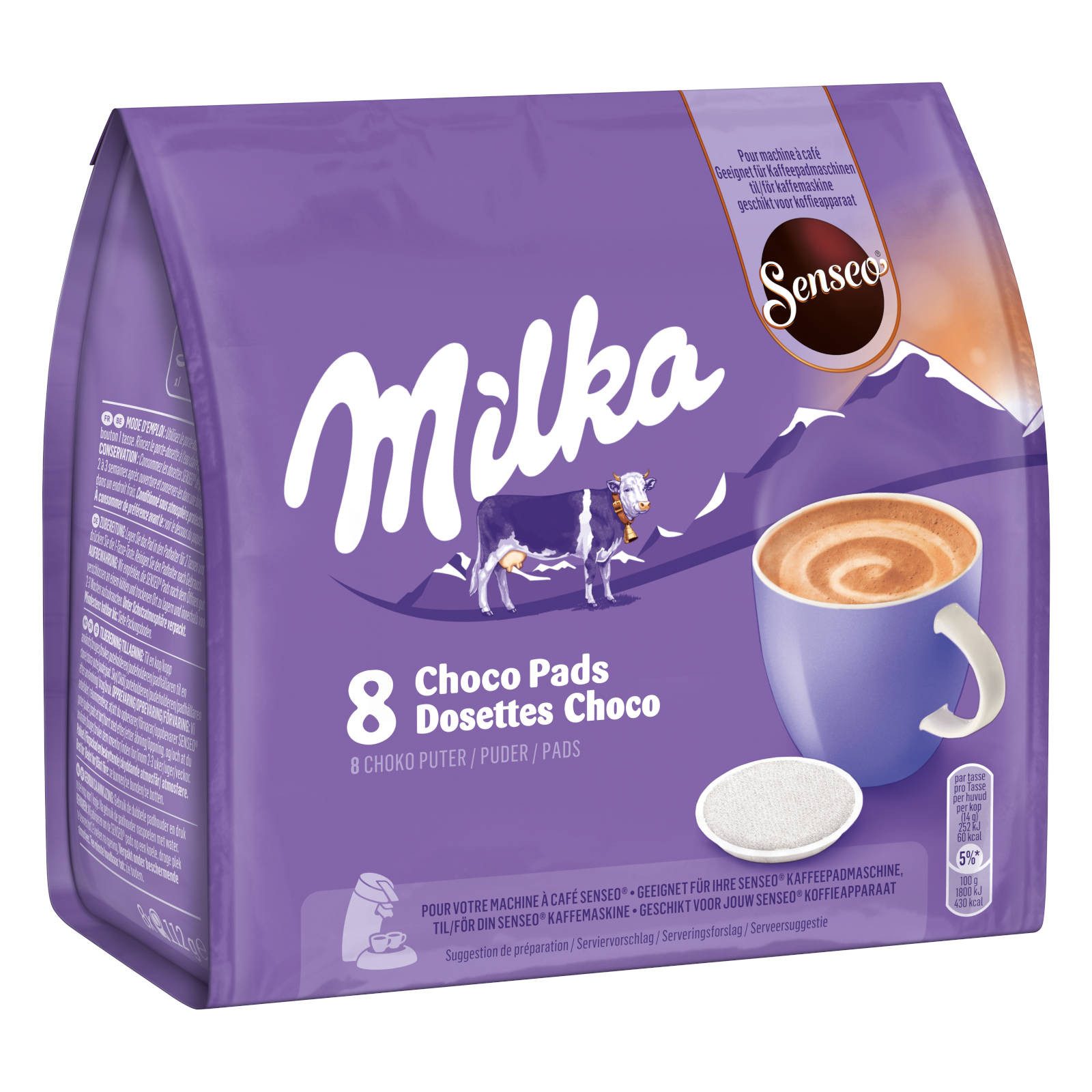 Senseo Kaffee Pads Milka 80 Getränke Kakao heisse Schokolade, (Packung, 10er Pack)