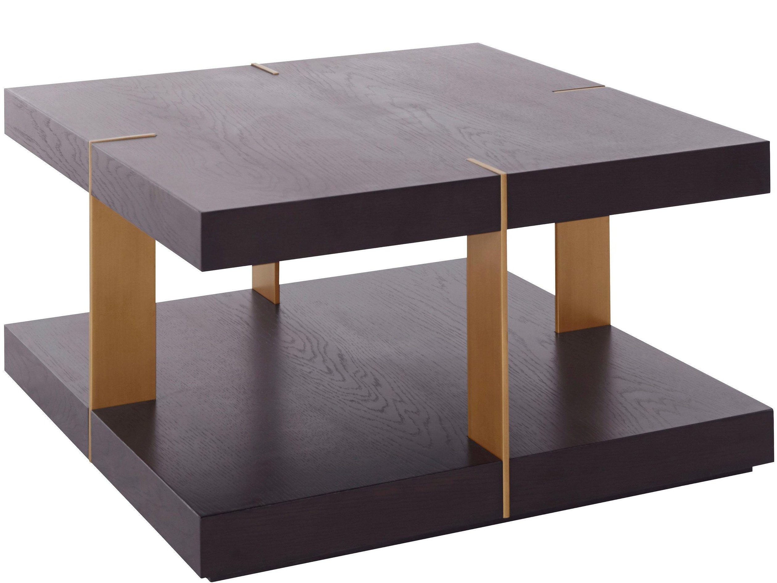 loft24 Wohnzimmertisch Veda, aus Holz und Metall gefertigt, weitere Farben und Größen erhältlich braun/messing | Tische