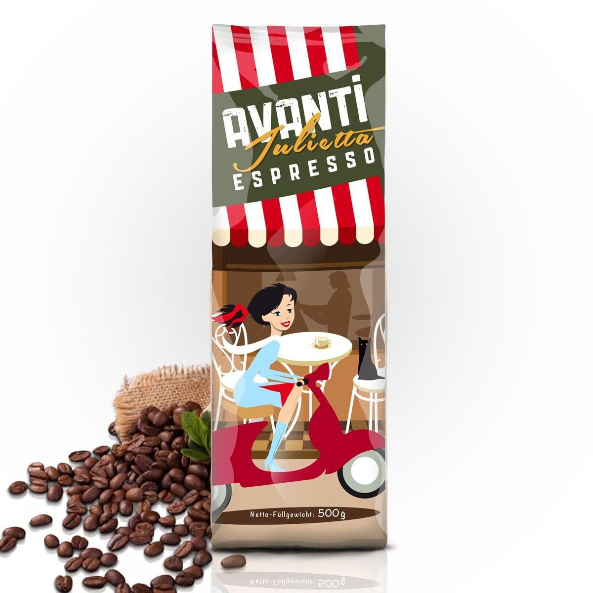 LK Trend & Style Kaffee Avanti Espresso Julietta Bohnen, 1 x 500 g, 1 St. (traditionelle Trommelröstung, starker, klassischer Espresso), Dunkle Röstung, Säurearm