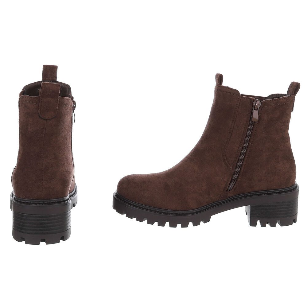 Ital-Design Bequemer Schlupfschuh für Damen mit stilvollem Design Chelseaboots (90927444) Blockabsatz Stiefeletten in Braun
