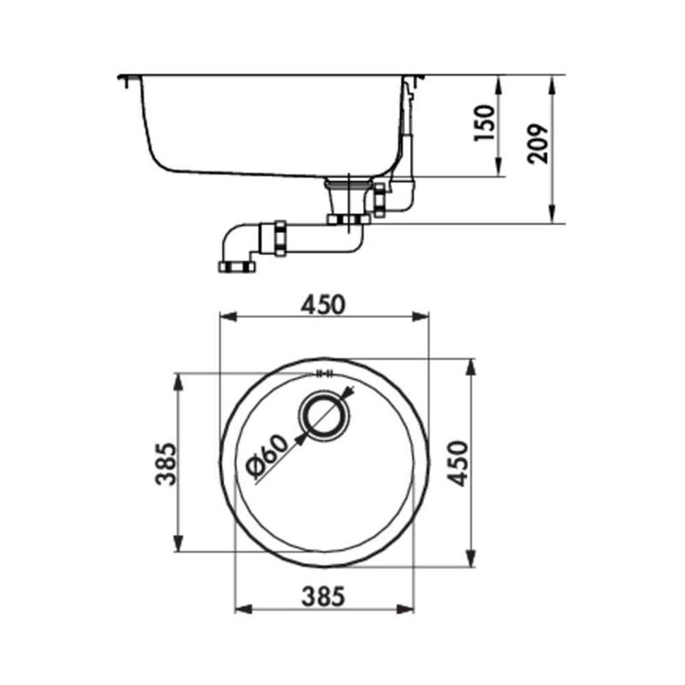 Naber Edelstahlspüle Standard S8 Edelstahl, 45/45 cm