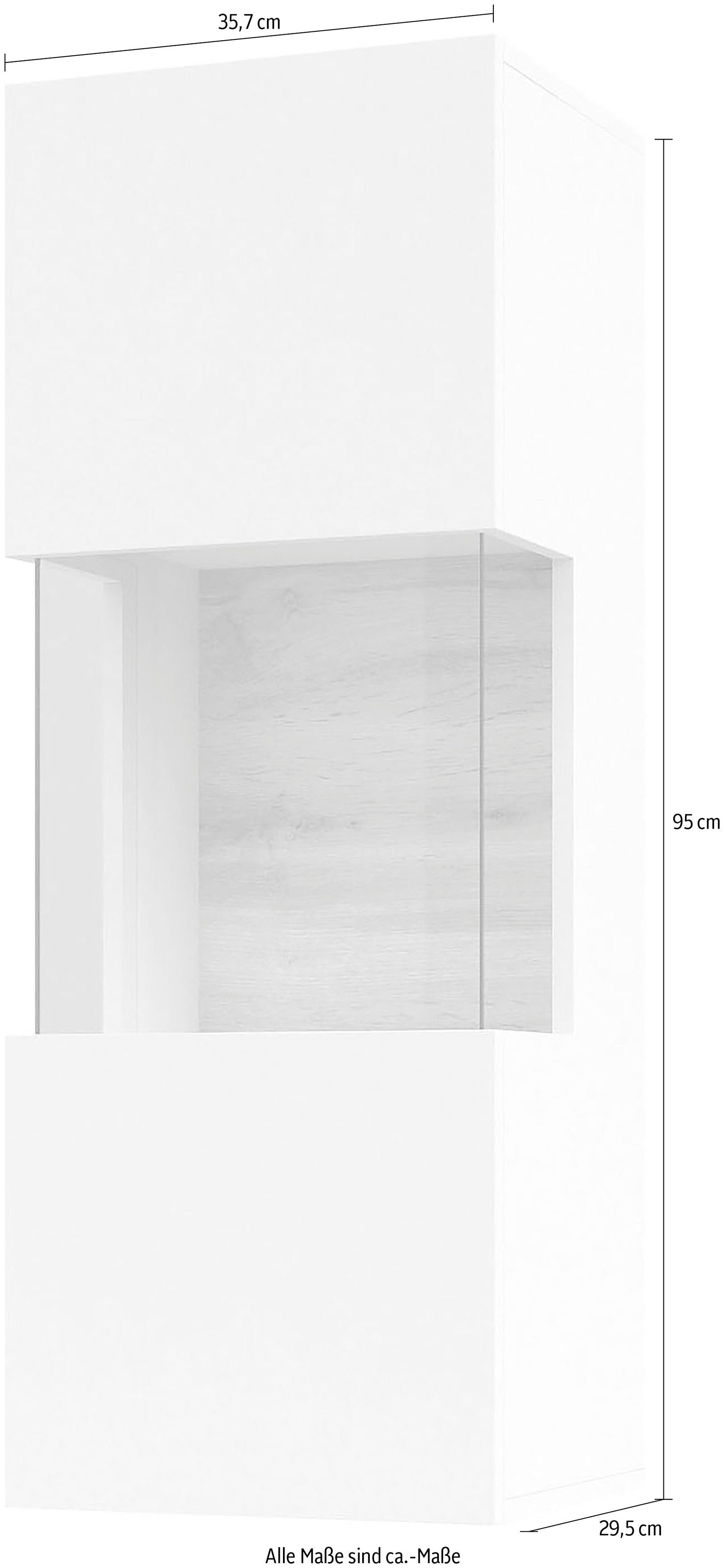 Home affaire Hängevitrine Ava, Breite 36 cm, hängend montierbar moderne grifflose Vitrine, Eckverglasung