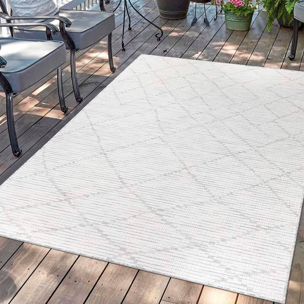 Wetterfest Teppich UV-beständig, Carpet mm, flach 5 Palm, gewebt & grau rechteckig, City, Höhe: