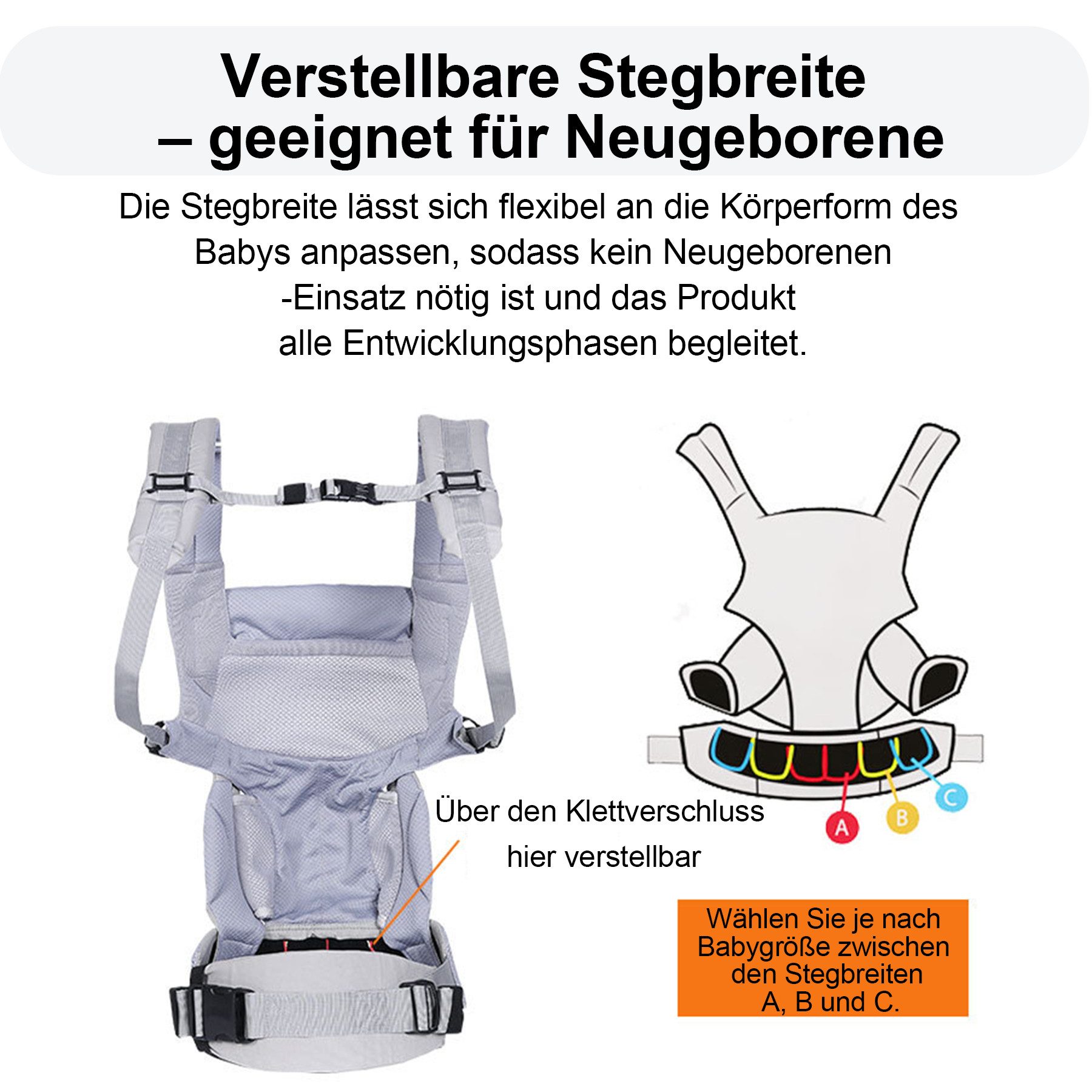 Mutig Bauchtrage Babytrage für Neugeborene ab Geburt, Weich Atmungsaktiv Babytrage (Babytrage für 0-48 Monate,mit verstellbarem Hüftgurt Schulterriemen, mit Kapuze, Baby Trage Vorne und Hinten Tragen für Babys 4-20kg), für Babys & Kleinkinder