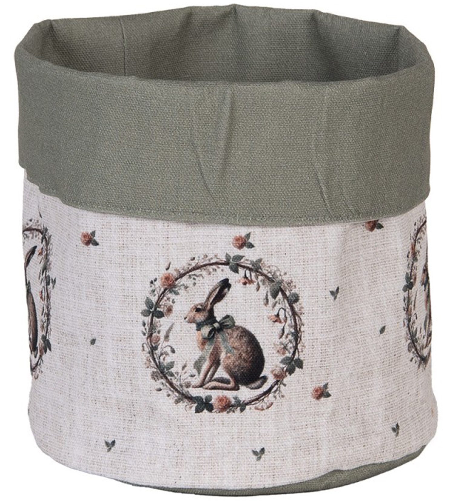 Clayre & Eef Brotkorb Natural Linen Easter, Baumwolle, (1-tlg., 1-teilig), rundes Brotkörbchen Brotkorb ca. Ø 15x16cm Baumwolle