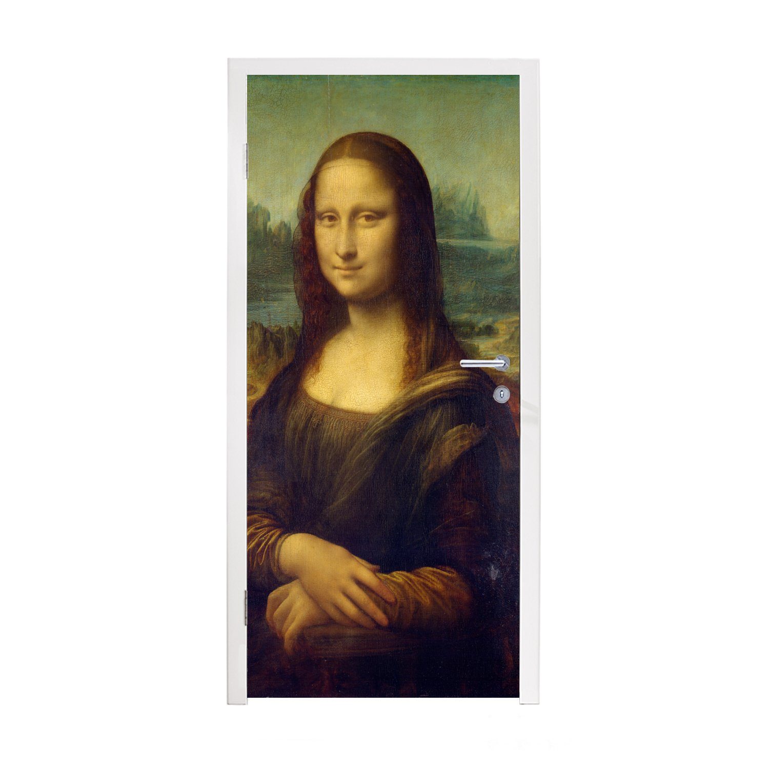 Türtapete Vinci, 75x205 St), Leonardo Lisa MuchoWow Türaufkleber, da Mona Matt, - Fototapete bedruckt, für Tür, (1 cm