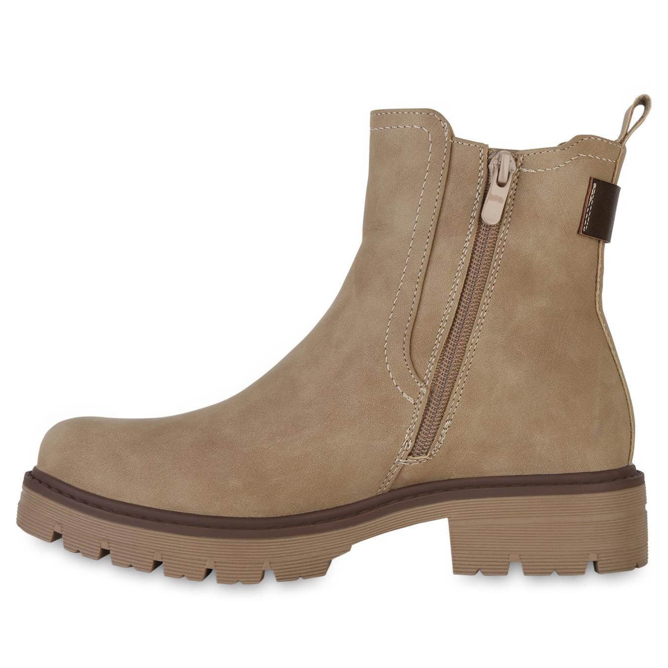 VAN HILL 841383 Stiefelette Damen Klassische Stiefeletten Profil-Sohle Plat günstig online kaufen