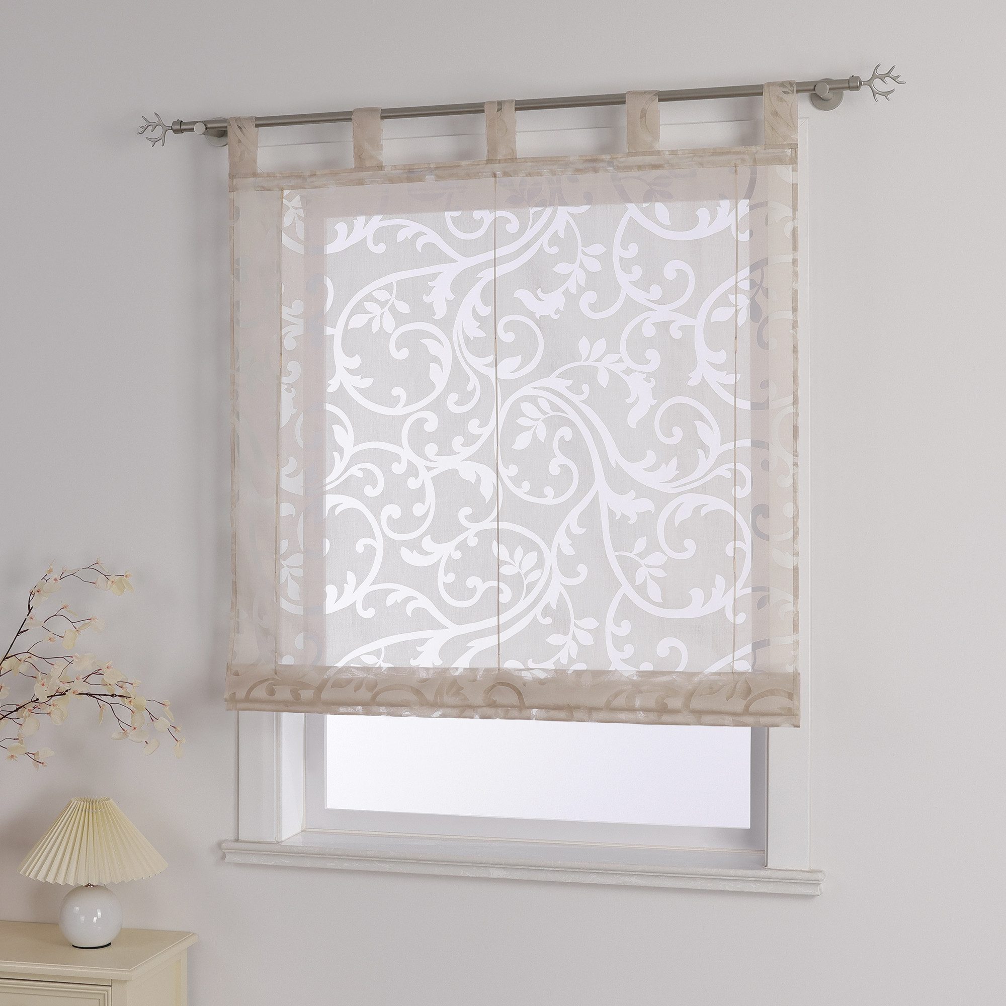 Joyswahl Raffrollo Rankenmuster des Ausbrenner, mit Schlaufen, Gardinenstan günstig online kaufen