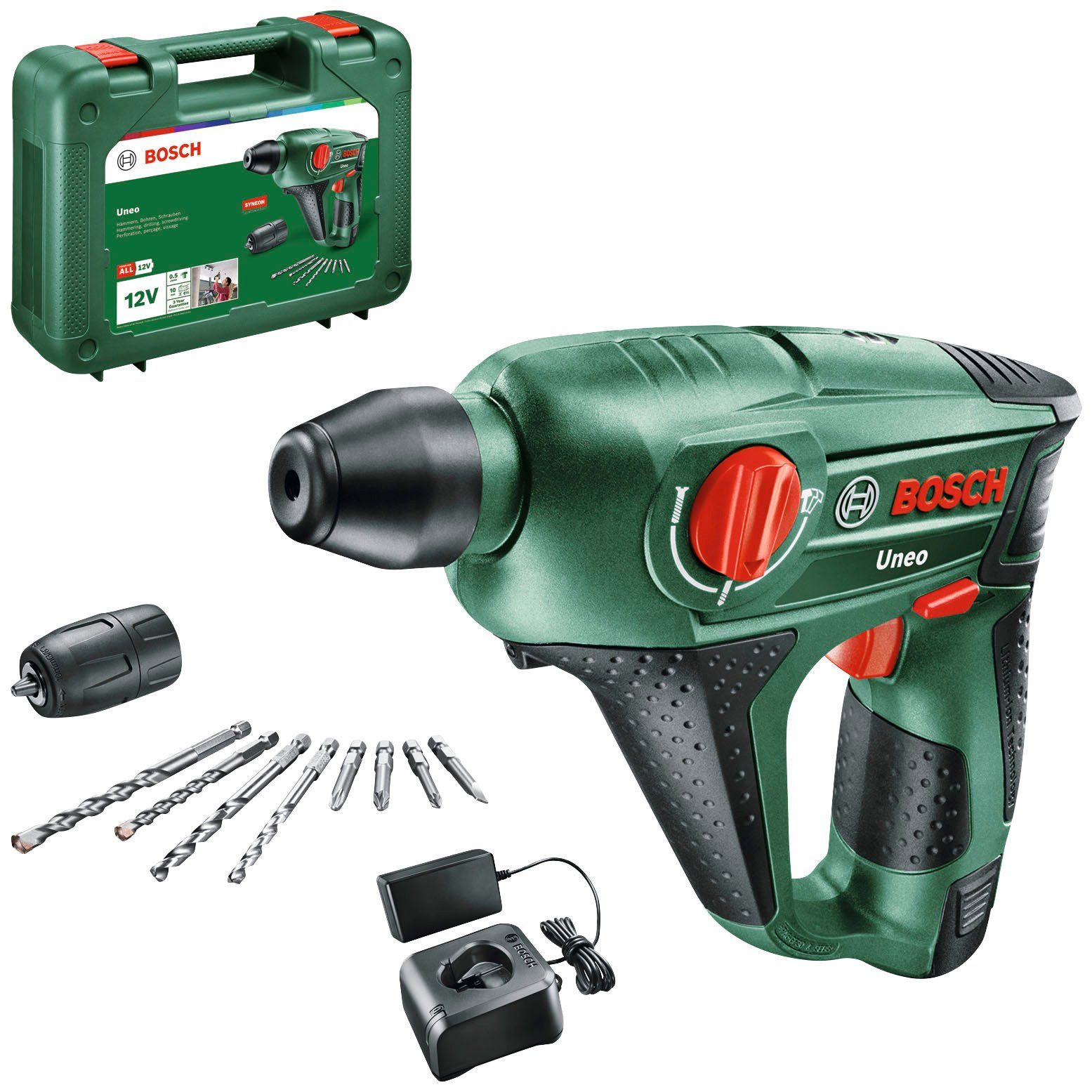 Bosch Home & Garden Bohrhammer 900 (Set), Akku U/min, und Ladegerät inkl. Uneo, max