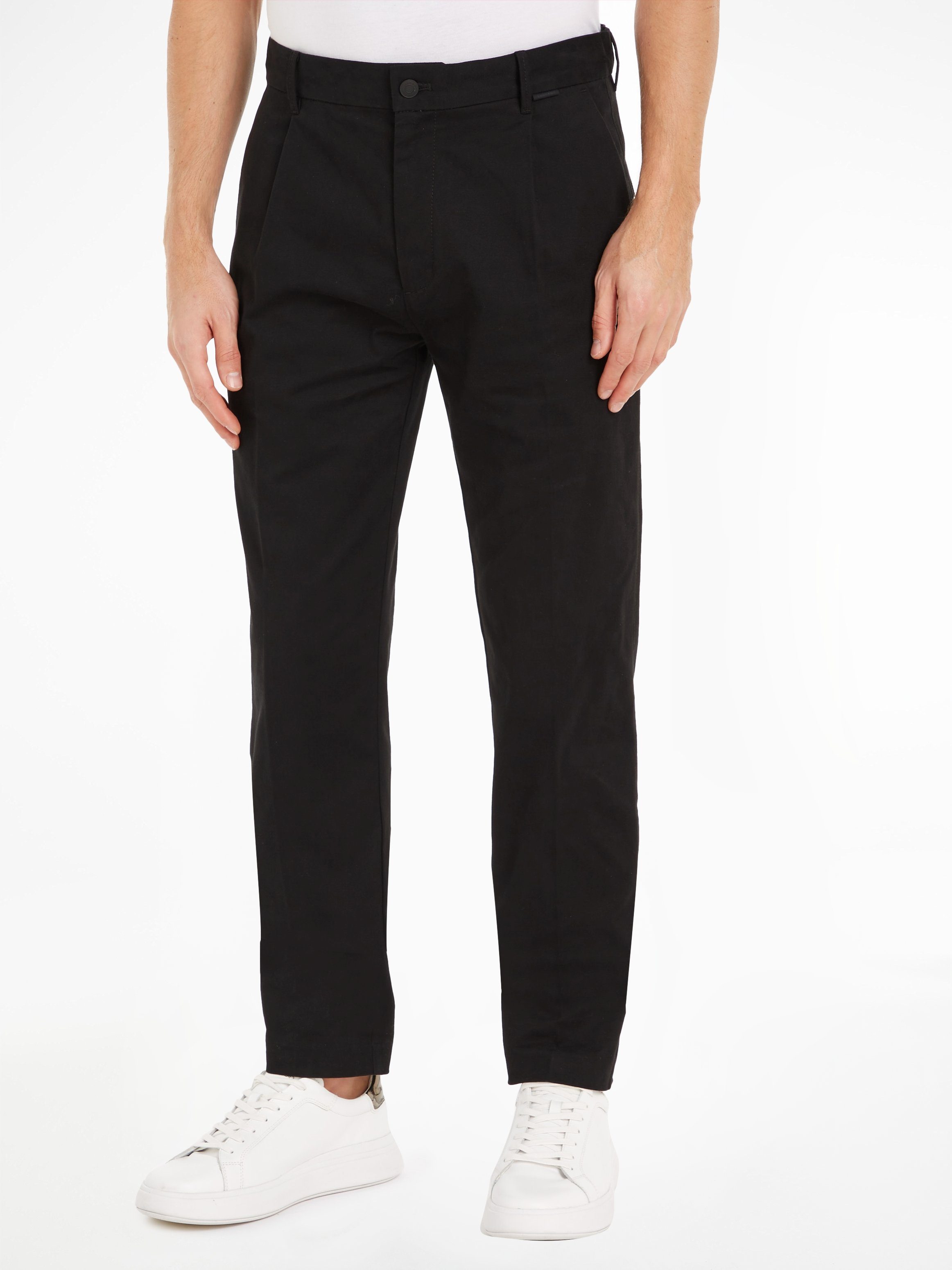 Calvin Klein Bundfaltenhose MODERN TWILL TAPERED PLEAT Ck Black