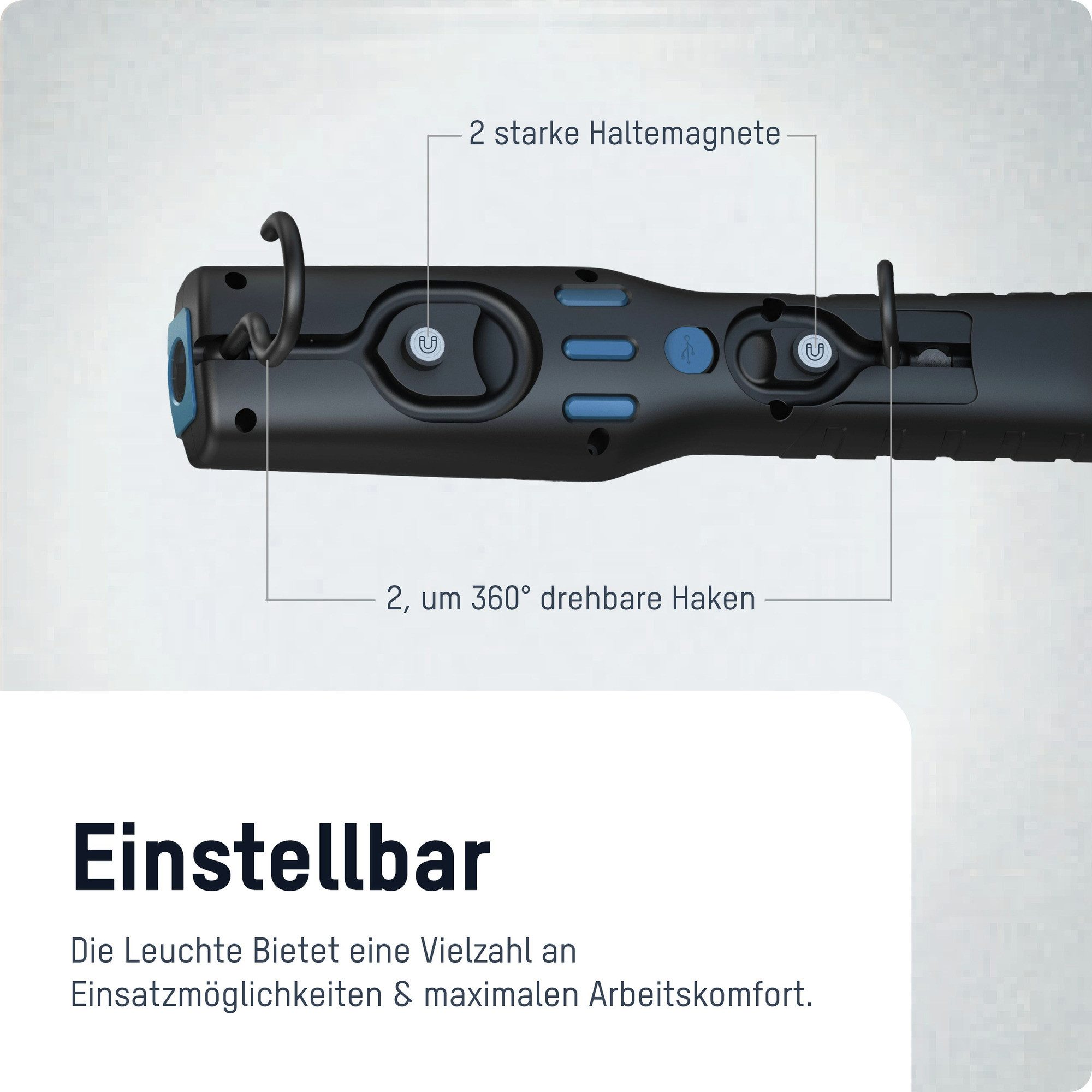 ANSMANN AG LED Arbeitsleuchte Akku LED-Werkstattlampe Aufladbar - für Werkstätten und Hobbyschrauber, LED