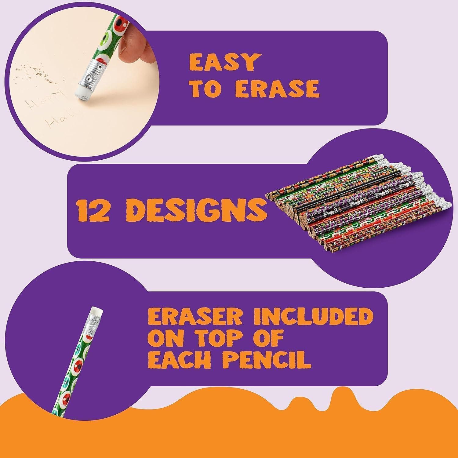 LuxusKollektion Bleistift 48-teiliges Halloween-Bleistiftset mit Radiergummi, 12 Designs