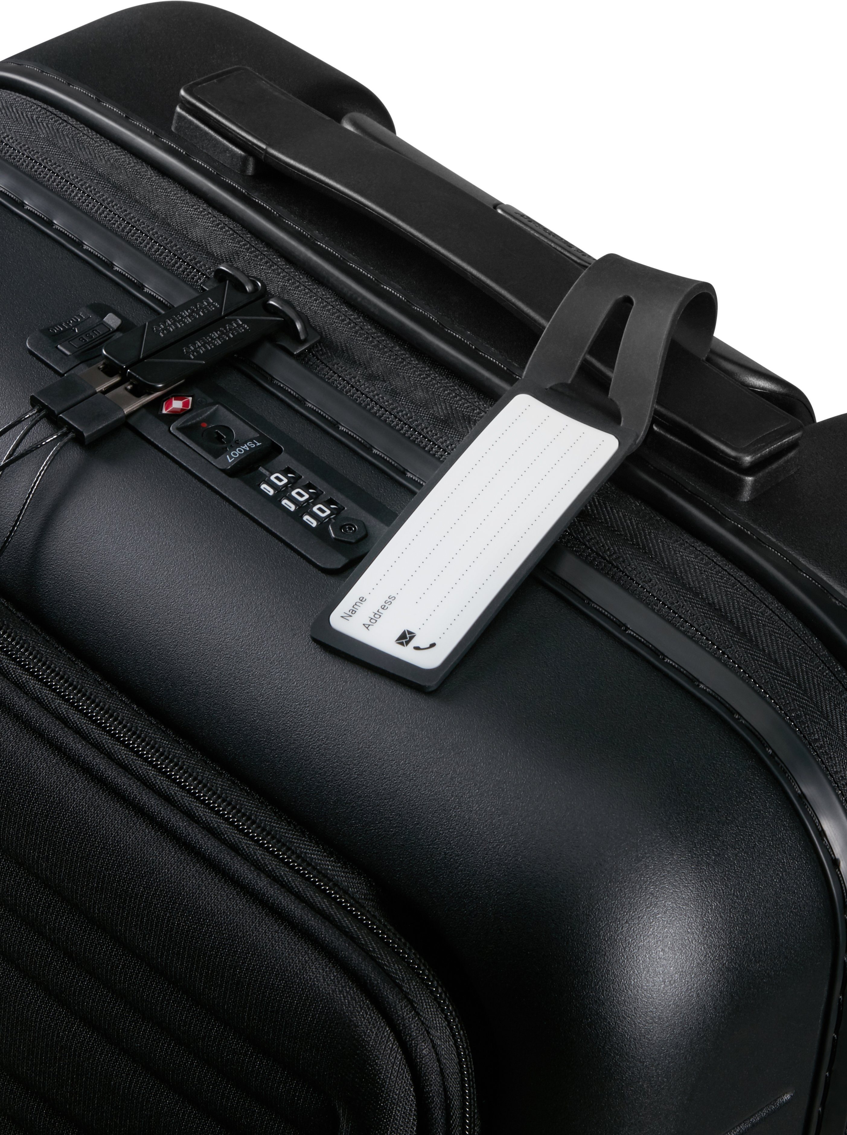 smart, Volumenerweiterung American mit USB-Schleuse und cm, Hartschalen-Trolley 55 Slate Tourister® Dark Novastream