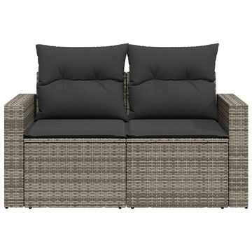 vidaXL Gartenbank Gartensofa 2-Sitzer mit Kissen Grau Polyrattan Außenbereich