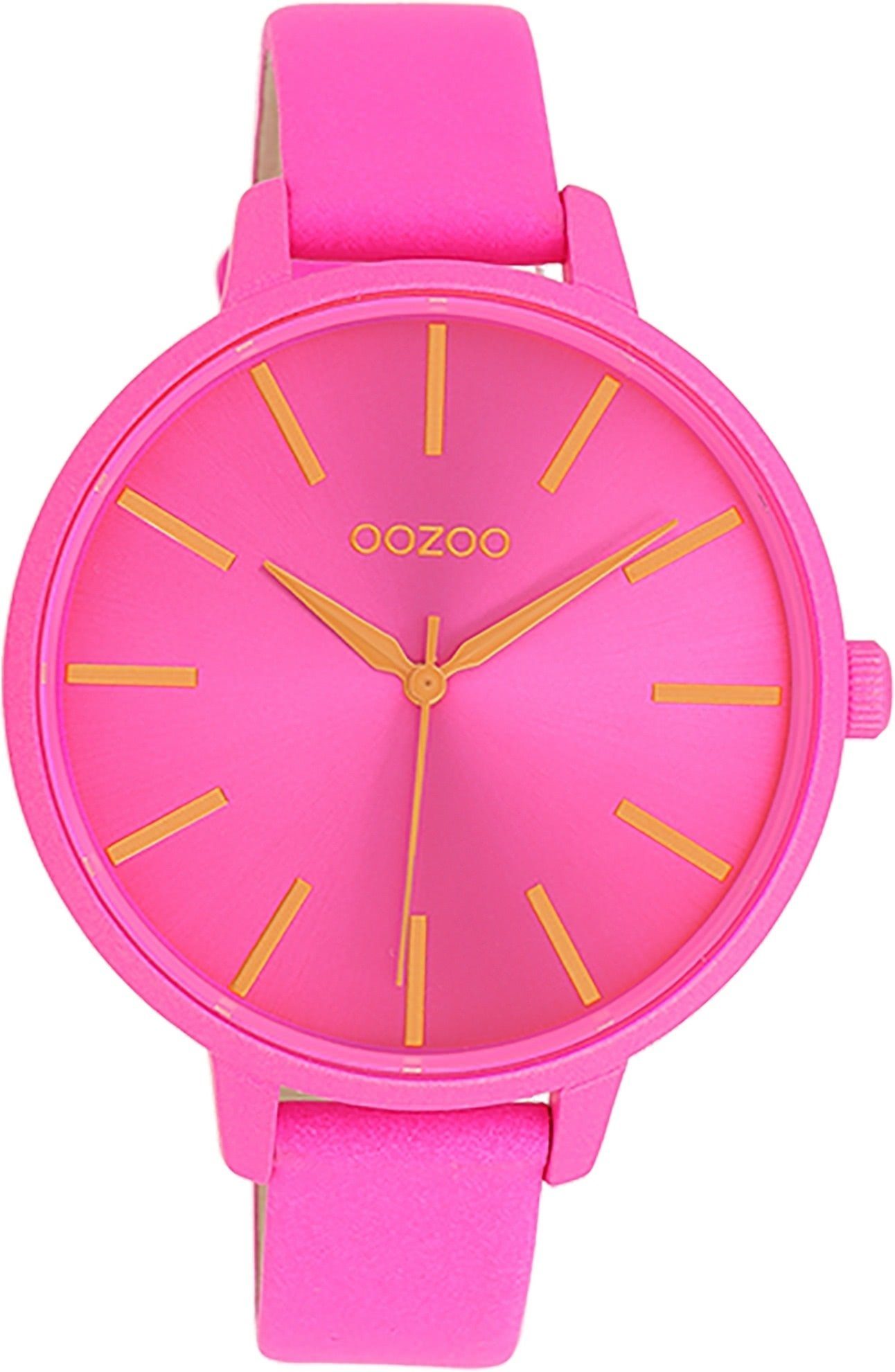 OOZOO Quarzuhr Oozoo Damen Armbanduhr Timepieces Analog, (Analoguhr), Damenuhr rund, groß (ca. 42mm) Lederarmband, Fashion-Style