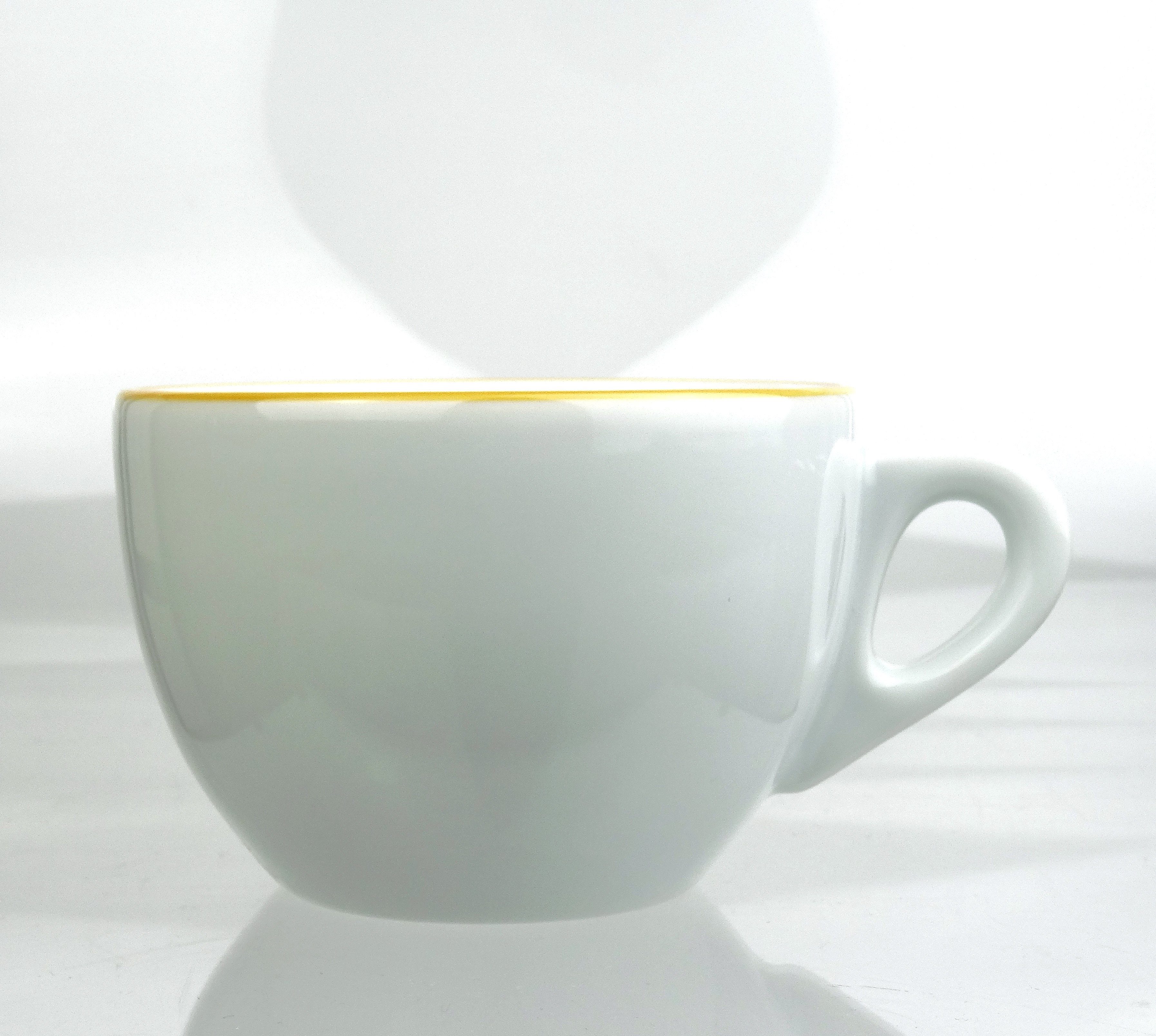 Ancap Cappuccinotasse dickwandig, gelber Rand, Made in Italy, 2-tlg., Porzellan, 2-teilig