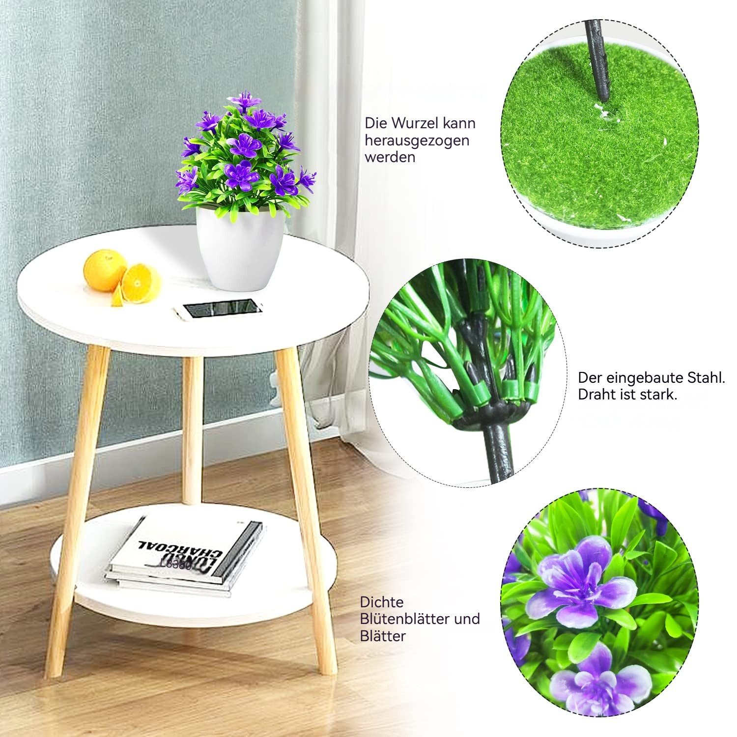 Kunstpflanze 4 Stück Kunstblumen im Topf Künstliche Blumen Klein Kunstpflanze, Agger, Mini Künstliche Pflanzen Wie Echt im Topf für Hause Büro Cafe – Bild 3 von 5