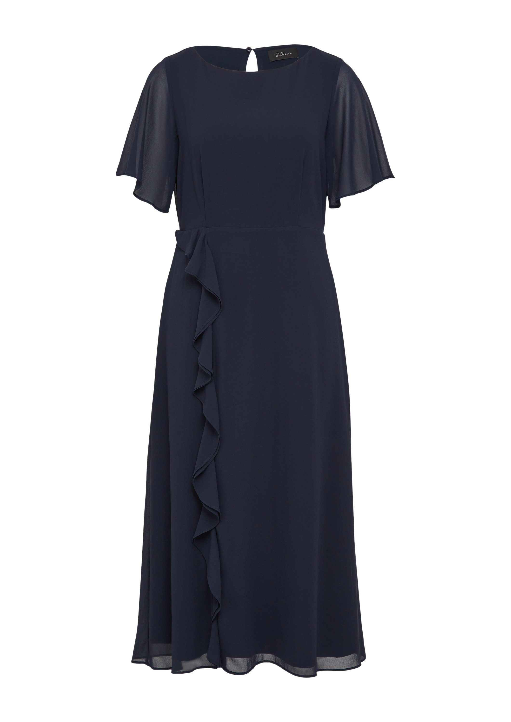 s.Oliver Midikleid Kleid Chiffonkleid mit Volants und U-Boot-Ausschnitt günstig online kaufen