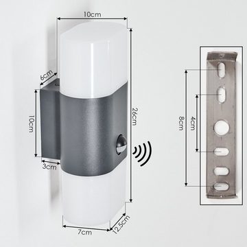 hofstein Außen-Wandleuchte Wandlampe aus Metall/Kunststoff in Anthrazit/Weiß, LED fest integriert, Bewegungsmelder, Dämmerungssensor, Lichteffekt, 1300 Lumen, IP44